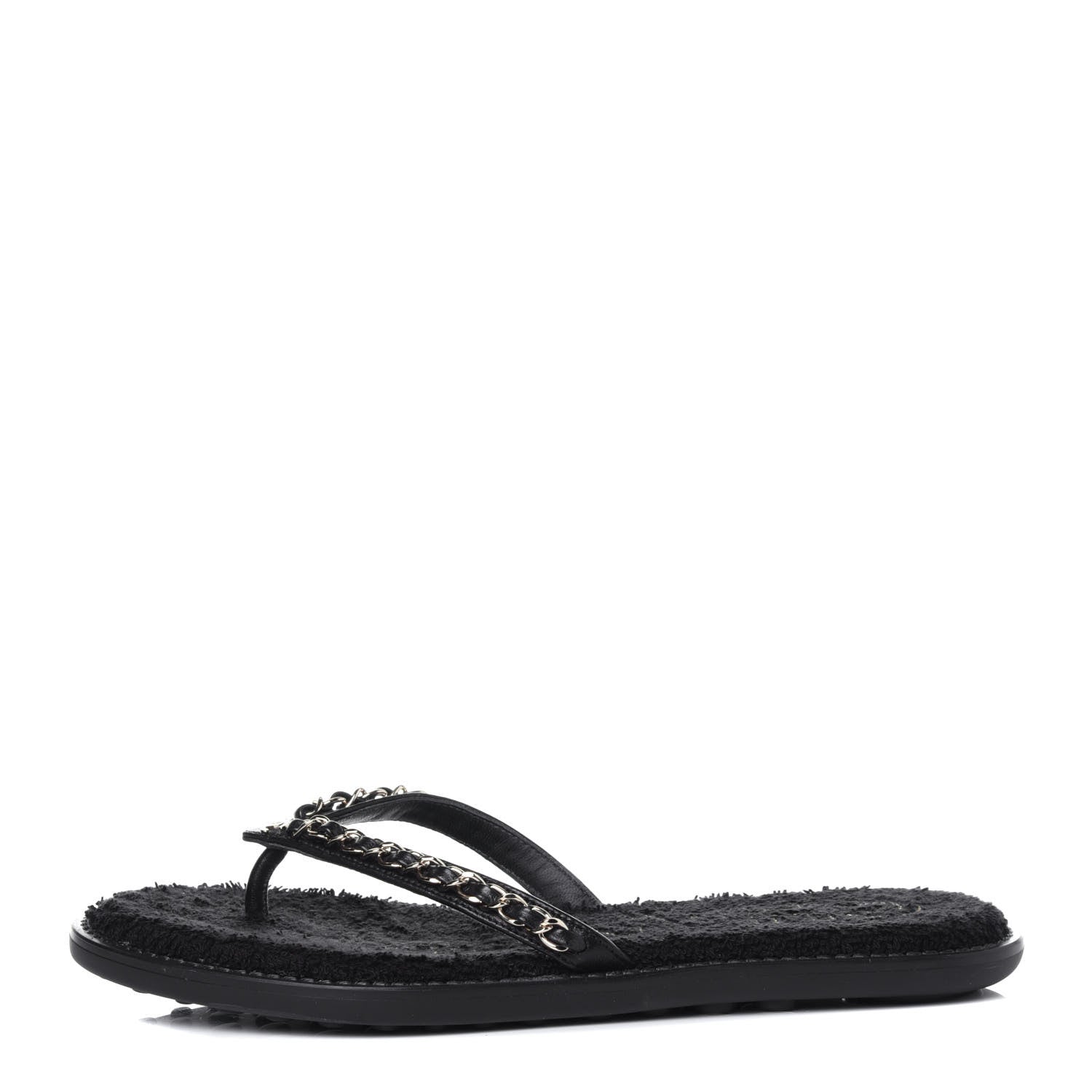 Chanel Lambskin CC Chain Thong Sandals 36 Black 1 of 10