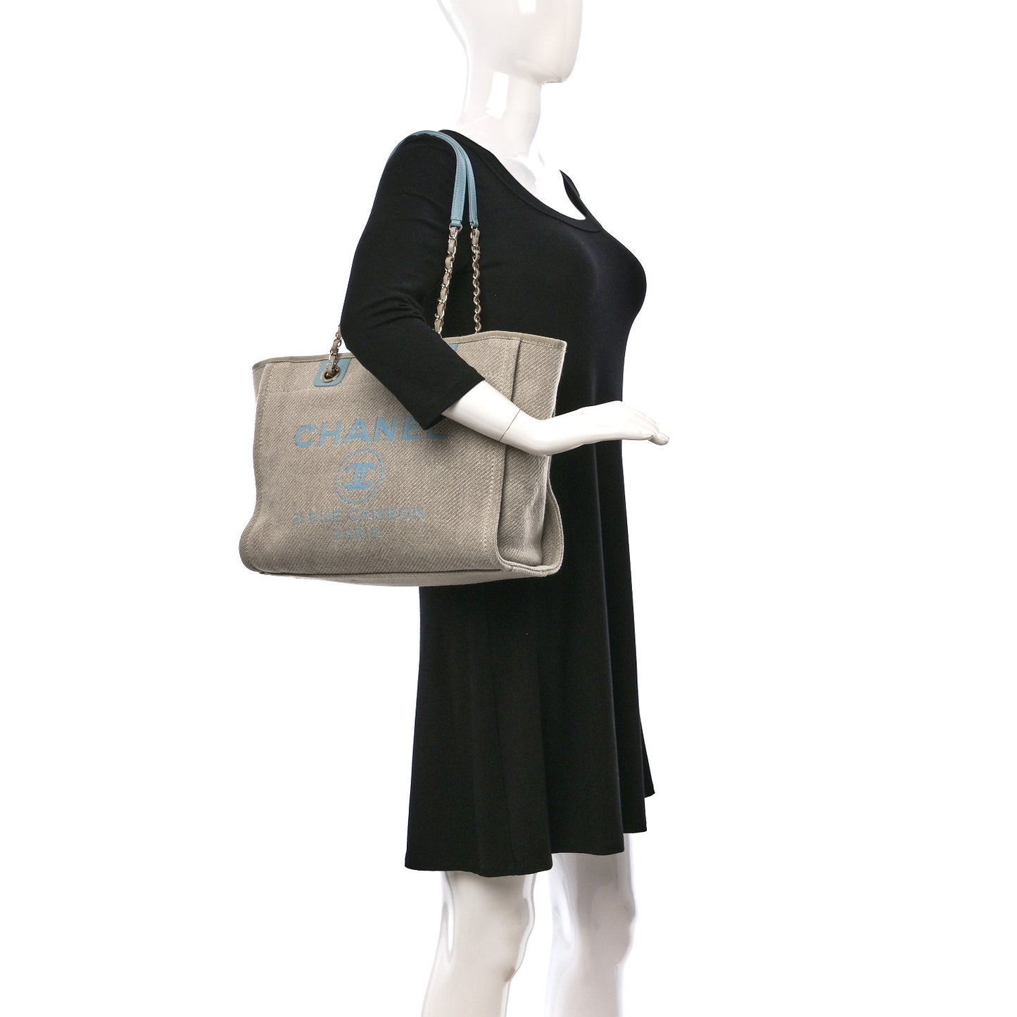 Mixed Fibers Small Deauville Tote Blue Beige