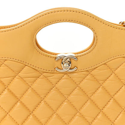 Chanel Shiny Crumpled Calfskin Quilted Mini 31 Shopping Bag Yellow 8 of 10