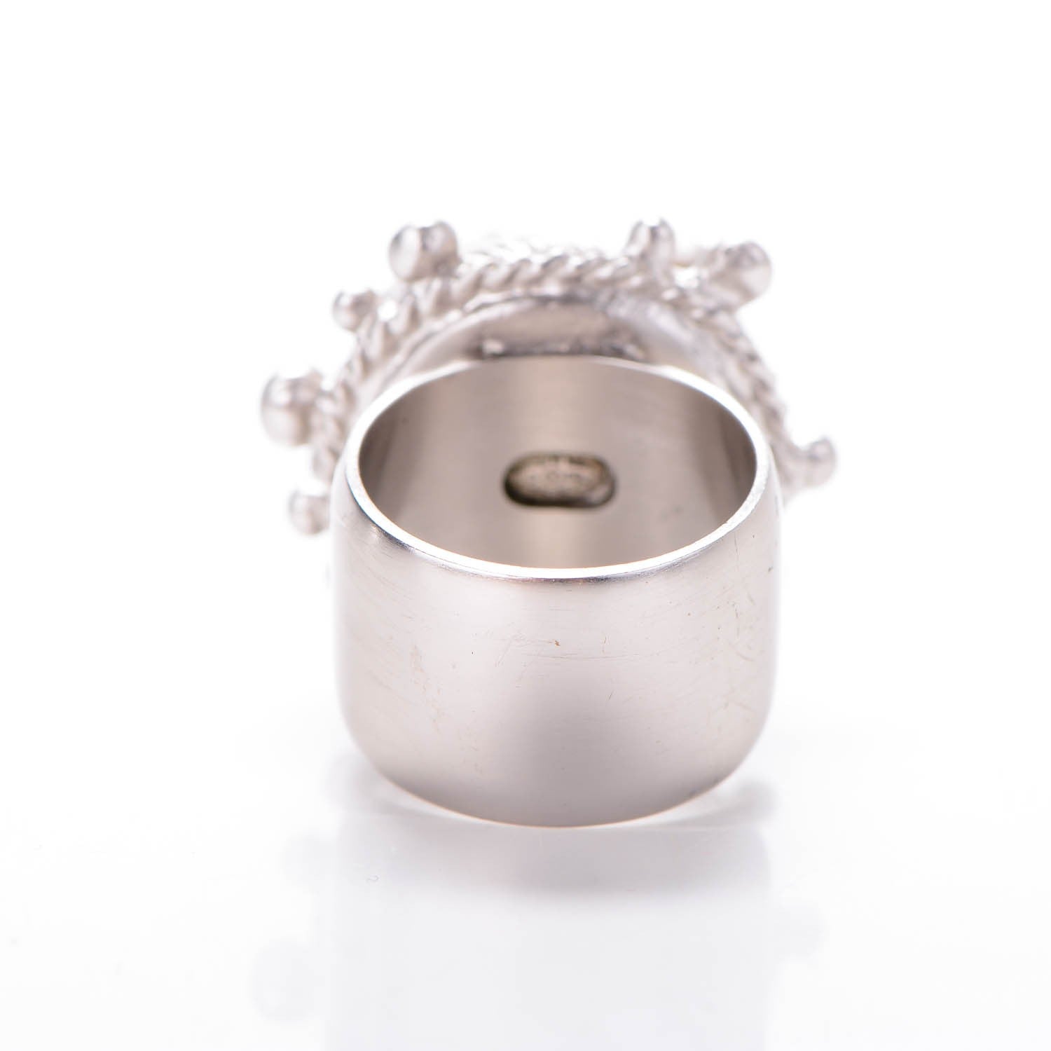 Chanel Pearl Crystal CC Ring White Silver 7 3 of 5
