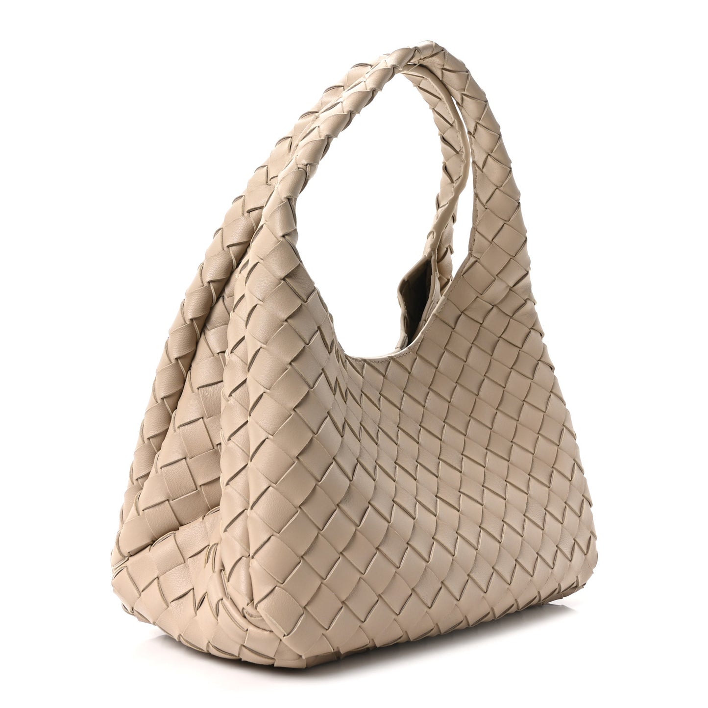 Nappa Intrecciato Small Campana Shoulder Bag Ecru