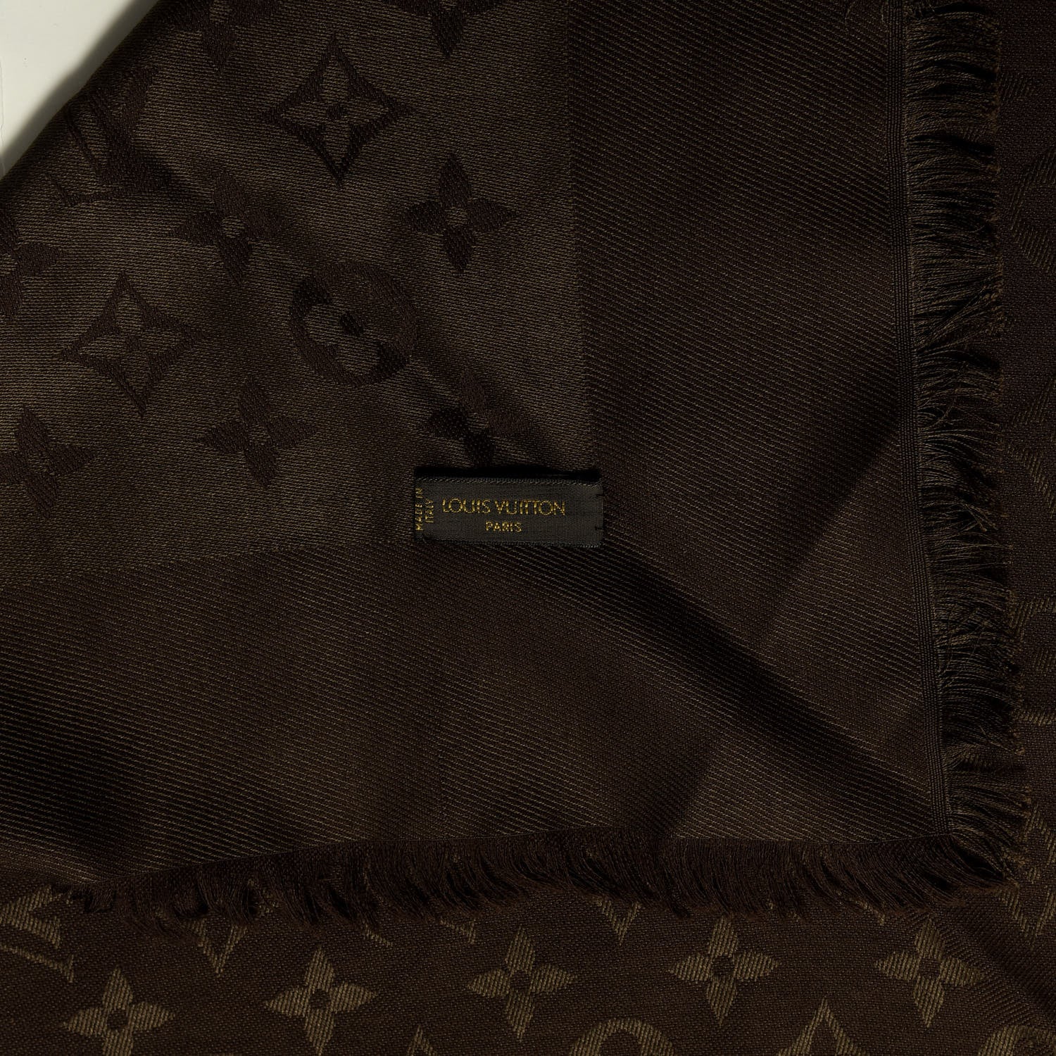 Louis Vuitton Silk Wool Monogram Shine Shawl Brown 4 of 4