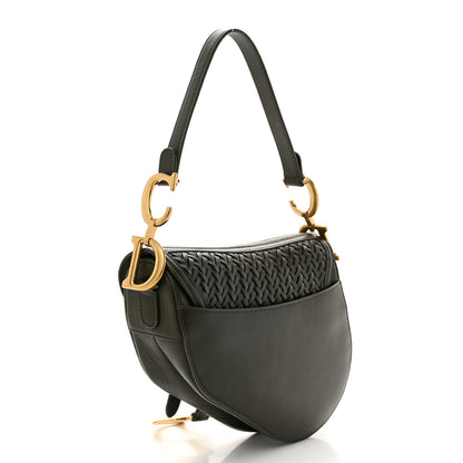 Christian Dior Smooth Calfskin Braided Saddle Bag Dark Green 3 of 13