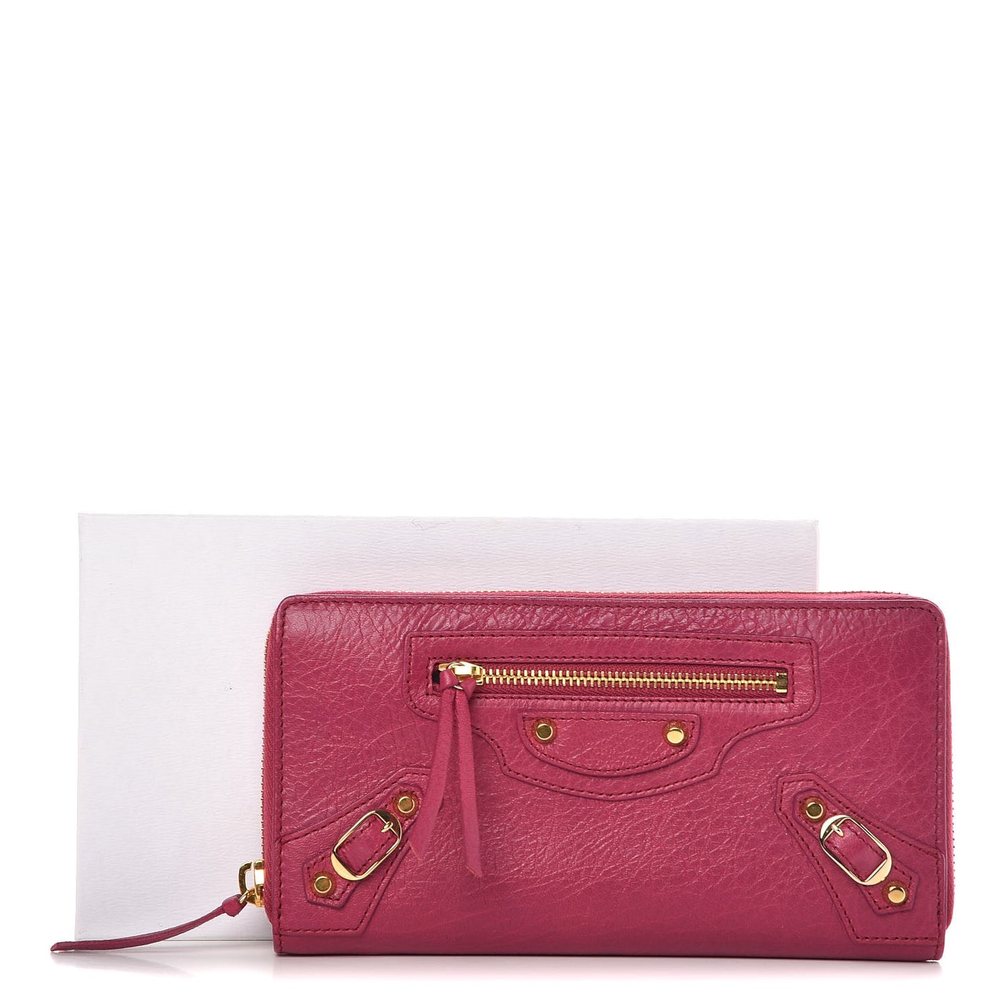Agneau Classic Gold Hardware Continental Zip Around Wallet Rose Dahlia