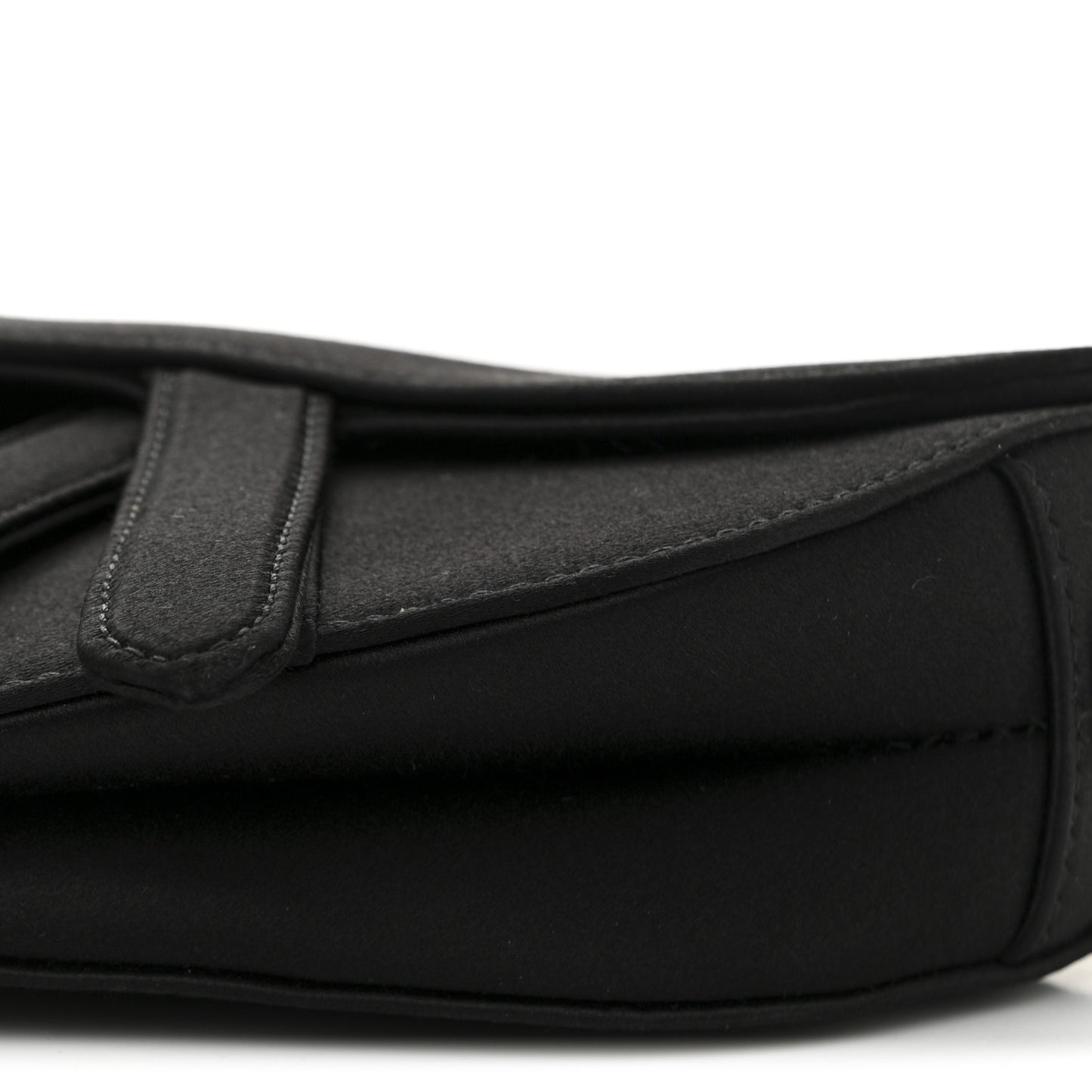 Satin Crystal Mini Saddle Bag Black