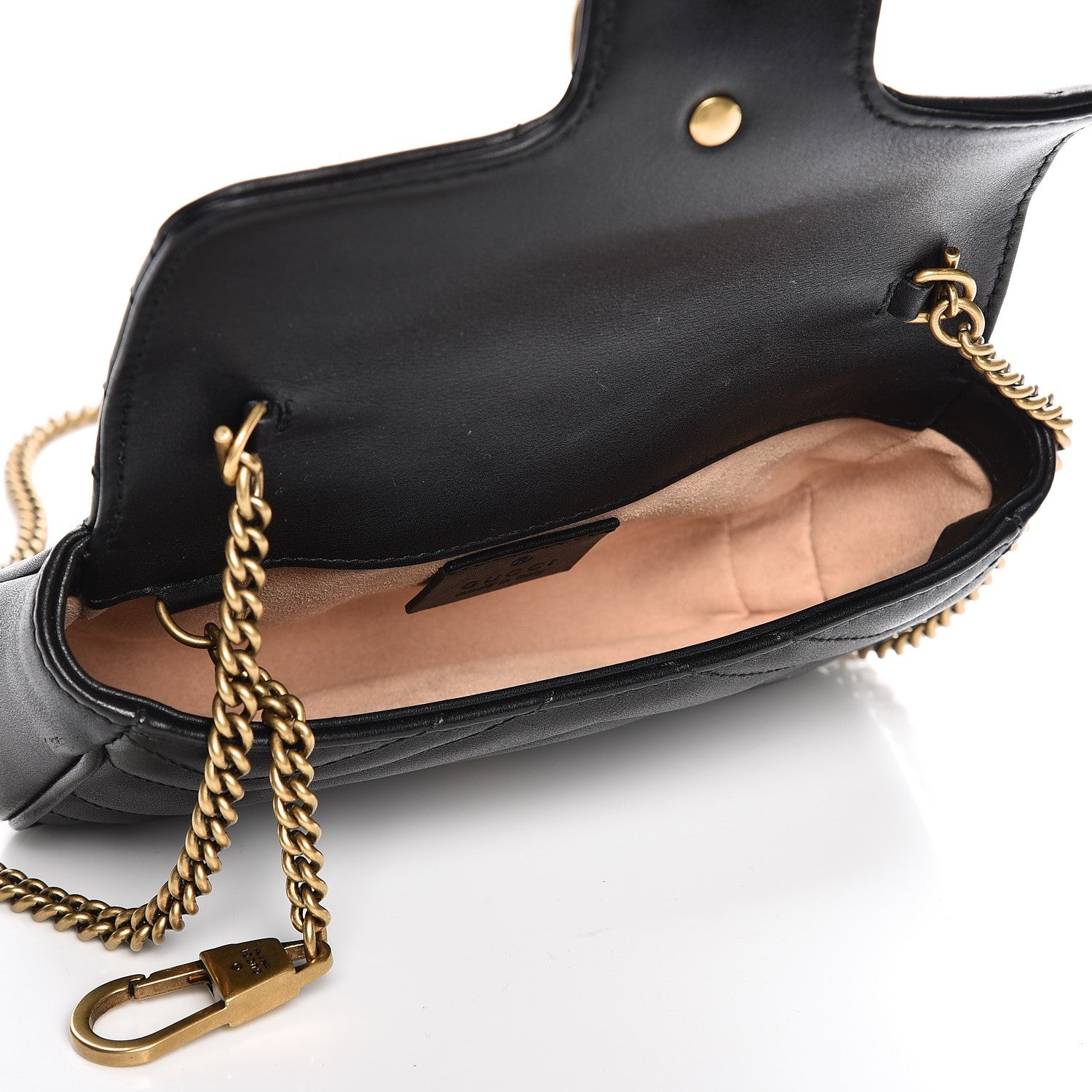 Gucci Calfskin Matelasse Super Mini GG Marmont Shoulder Bag Black 5 of 7
