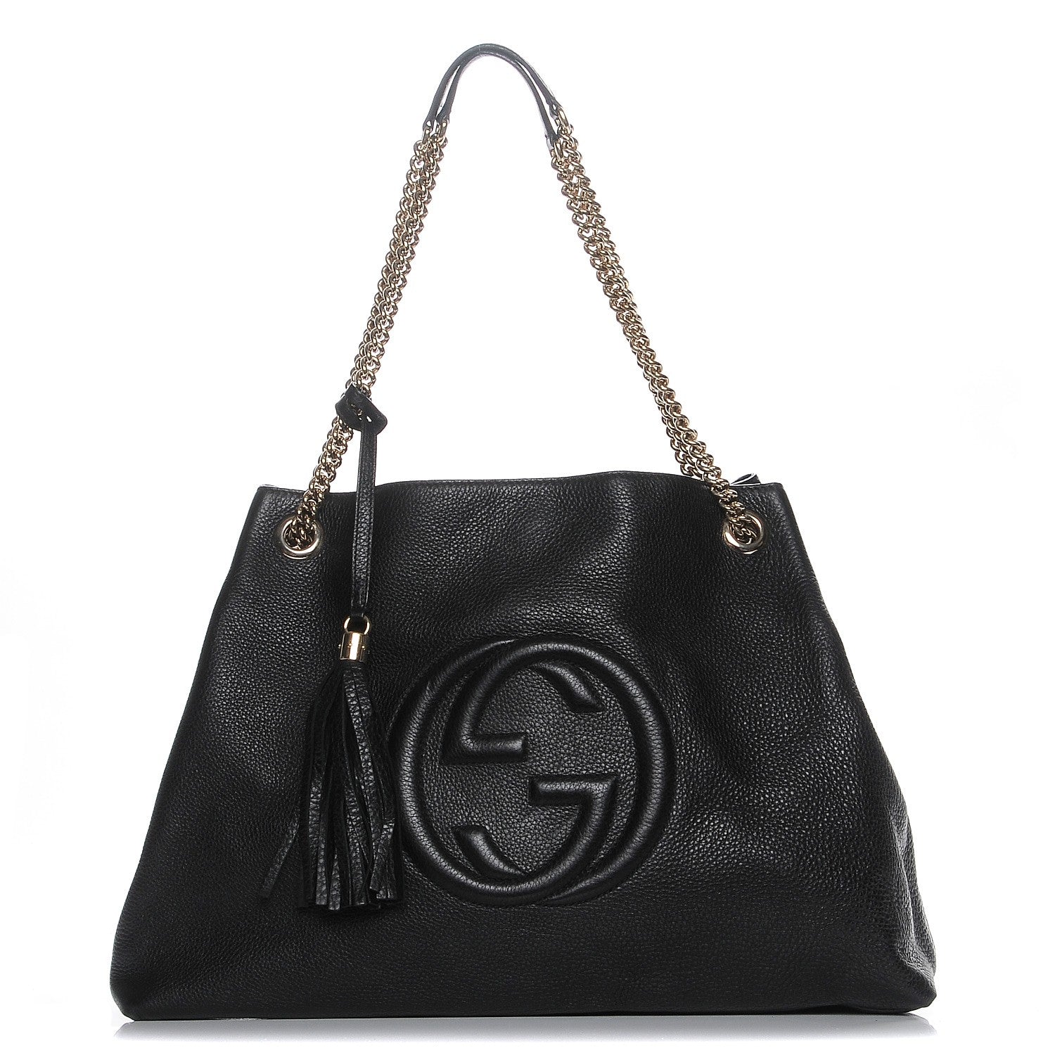 Gucci Pebbled Calfskin Large Soho Chain Shoulder Bag Black 1 of 8