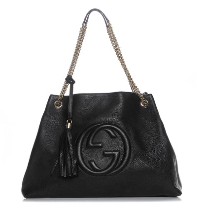 Gucci Pebbled Calfskin Large Soho Chain Shoulder Bag Black 1 of 8