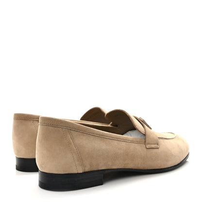 Hermes Suede Goatskin Paris Loafers 39.5 Beige Argile 4 of 9
