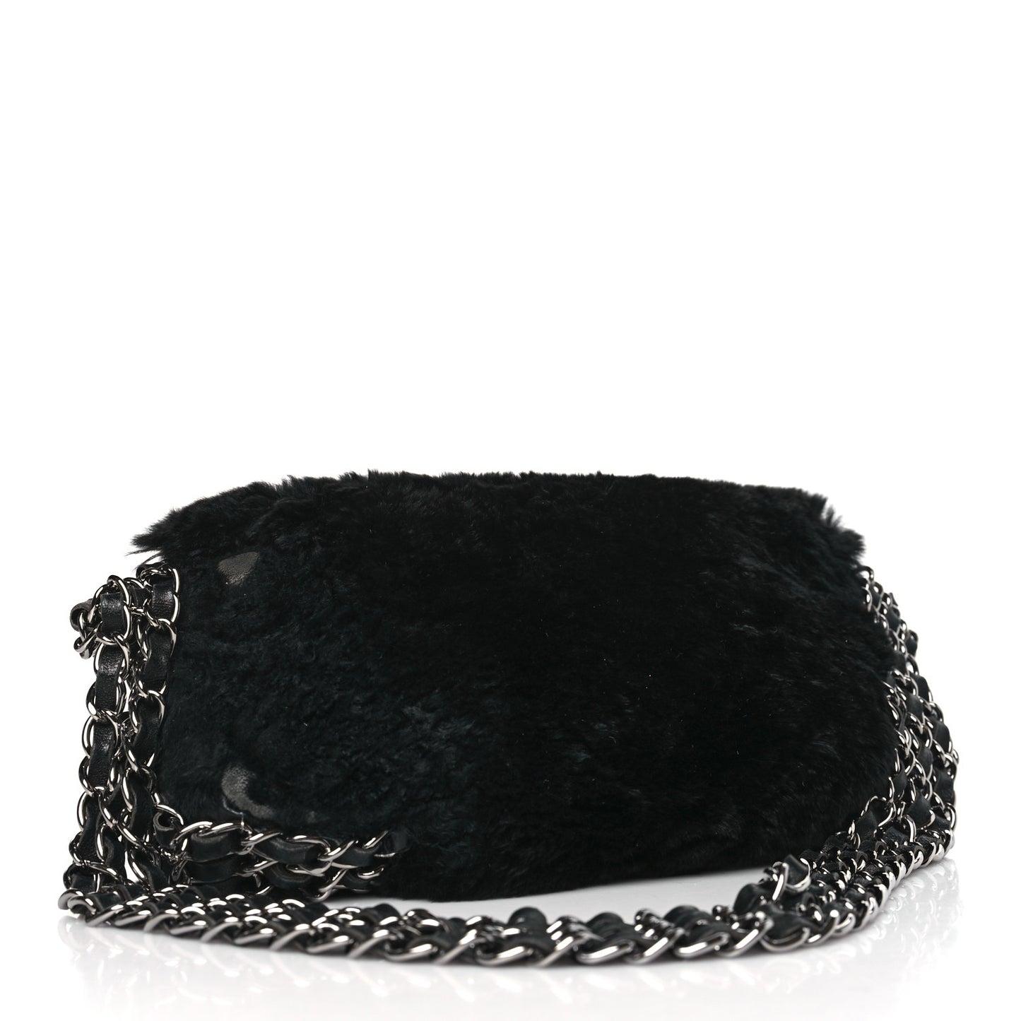 Orylag Rabbit Fur Triple Chain Single Flap Black
