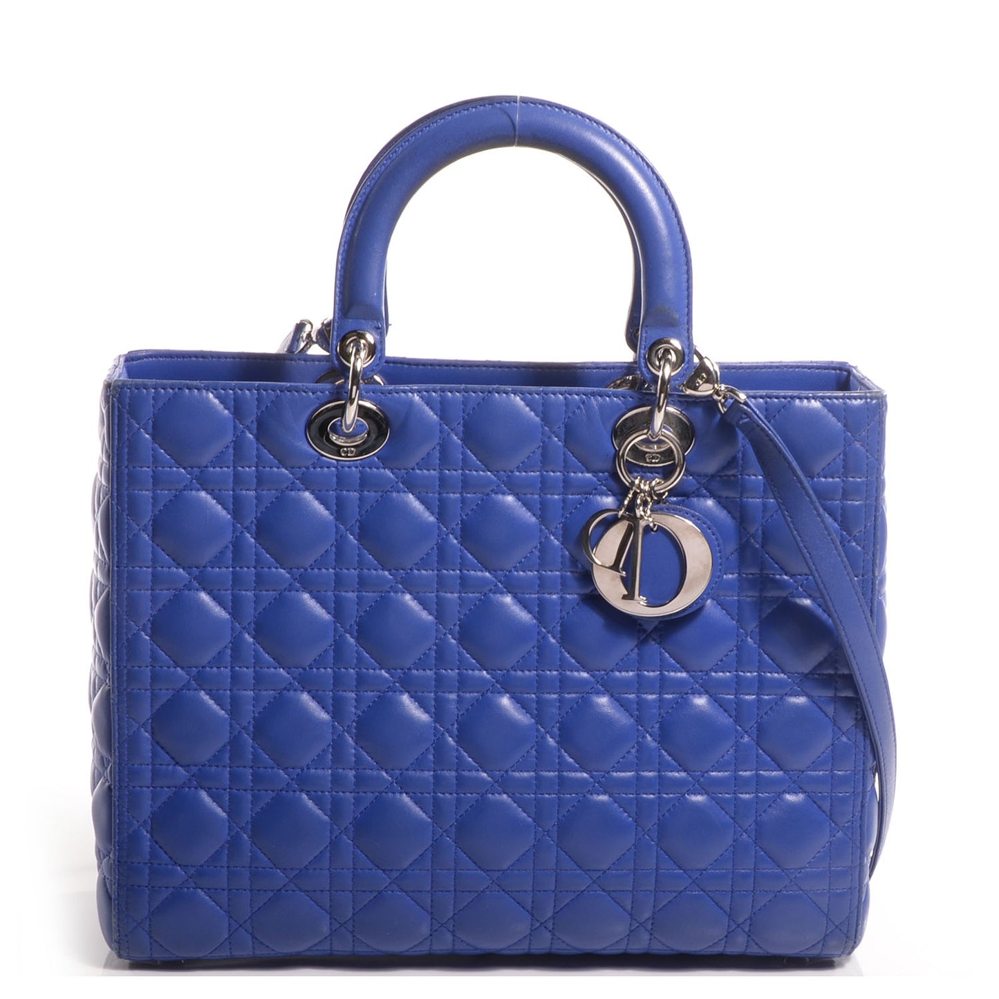 Lambskin Cannage Large Lady Dior Blue Persan