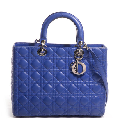 Christian Dior Lambskin Cannage Large Lady Dior Blue Persan 1 of 7