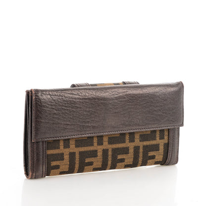 Fendi Zucca Nappa Nuvolata Vitello Tortuga Spy Continental Wallet Tobacco Moro 3 of 8