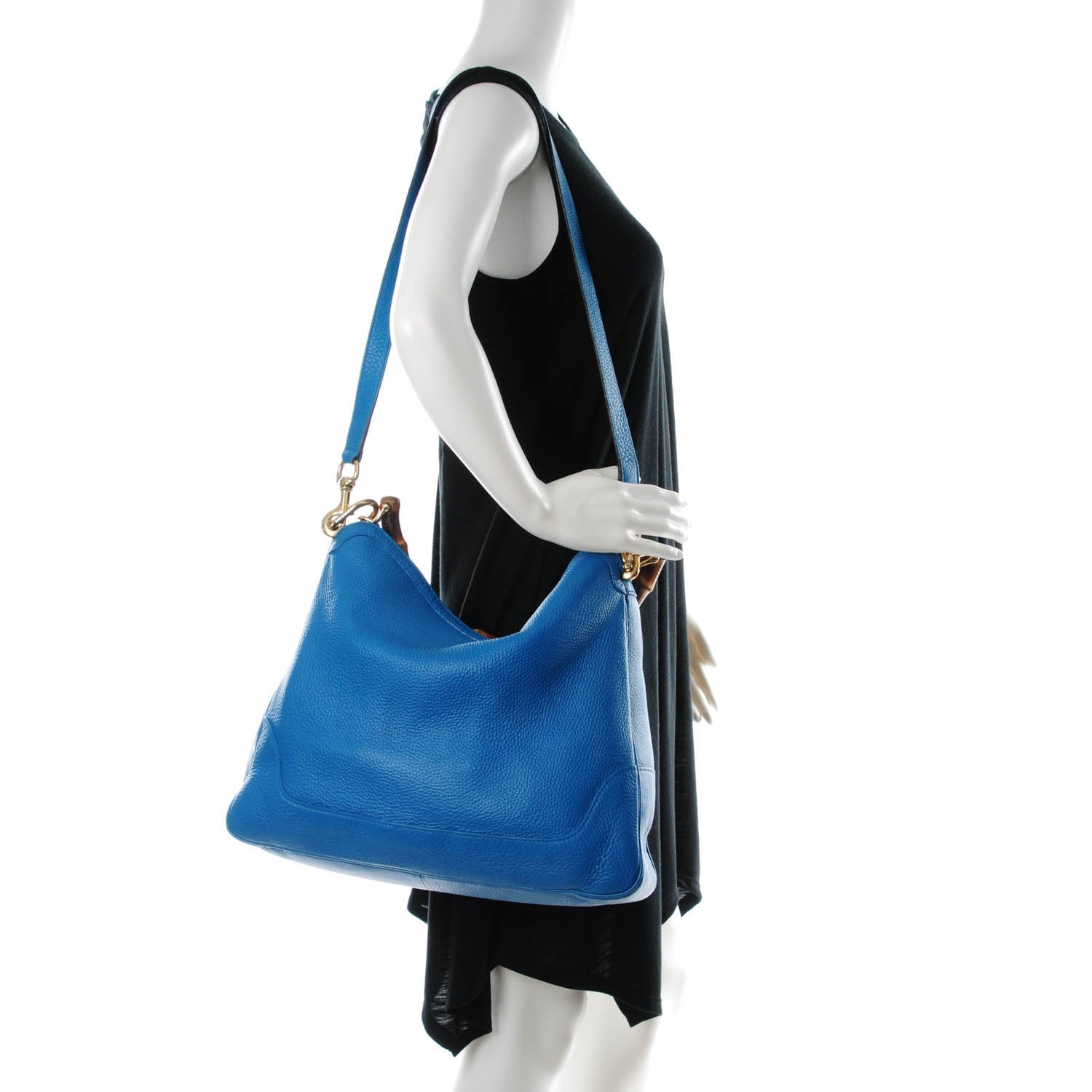 Gucci Pebbled Calfskin Medium Diana Bamboo Shoulder Bag Turquoise 2 of 7