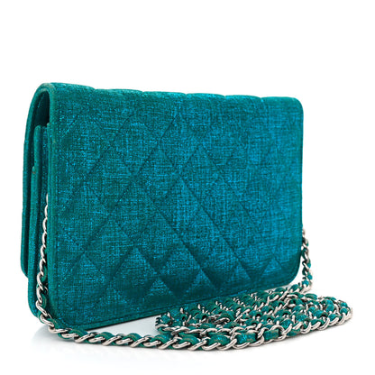 Chanel Metallic Iridescent Calfskin Wallet On Chain WOC Turquoise 3 of 13
