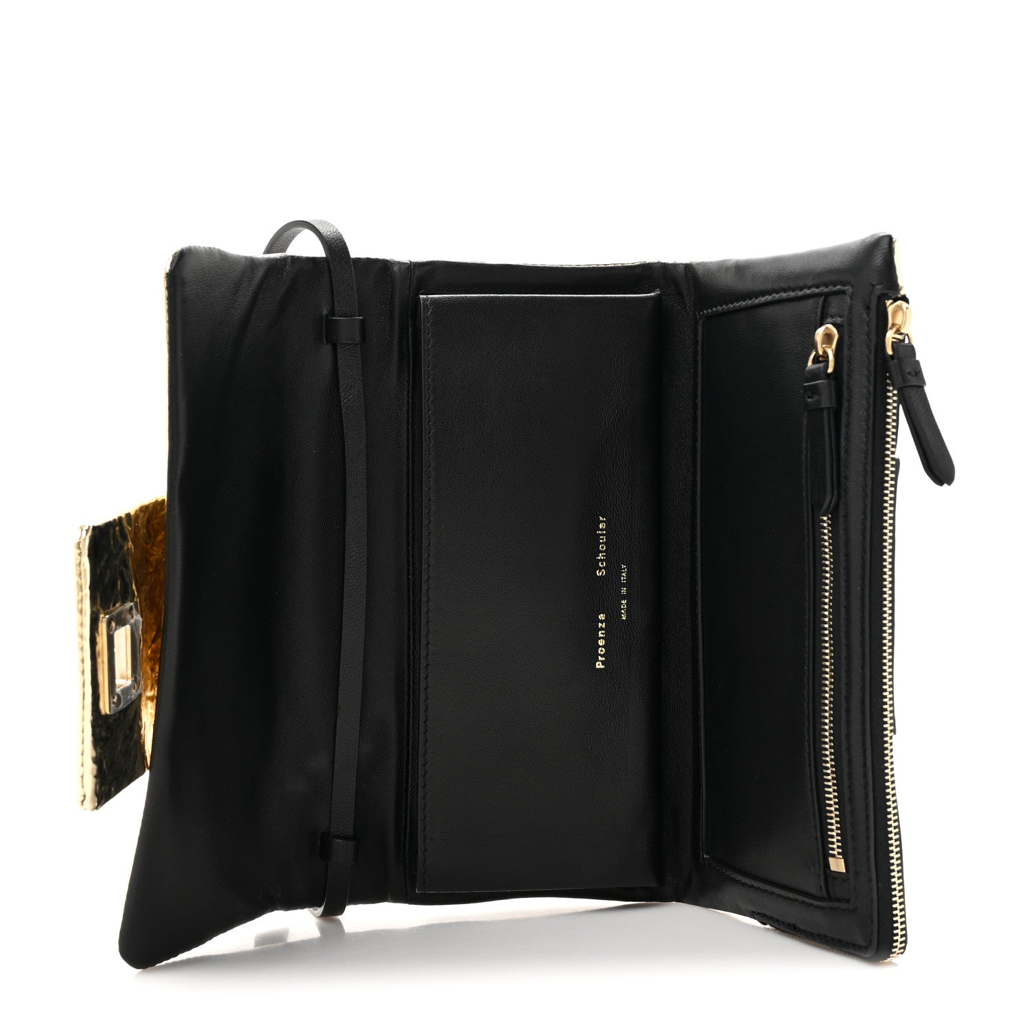 Proenza Schouler Metallic Crinkled Patent Calfskin Flip Shoulder Bag Gold 5 of 11