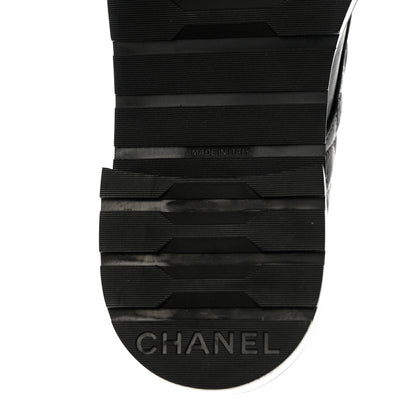 Chanel Shiny Goatskin Calfskin Quilted Lace Up Combat Boots 40 Black 8 of 9