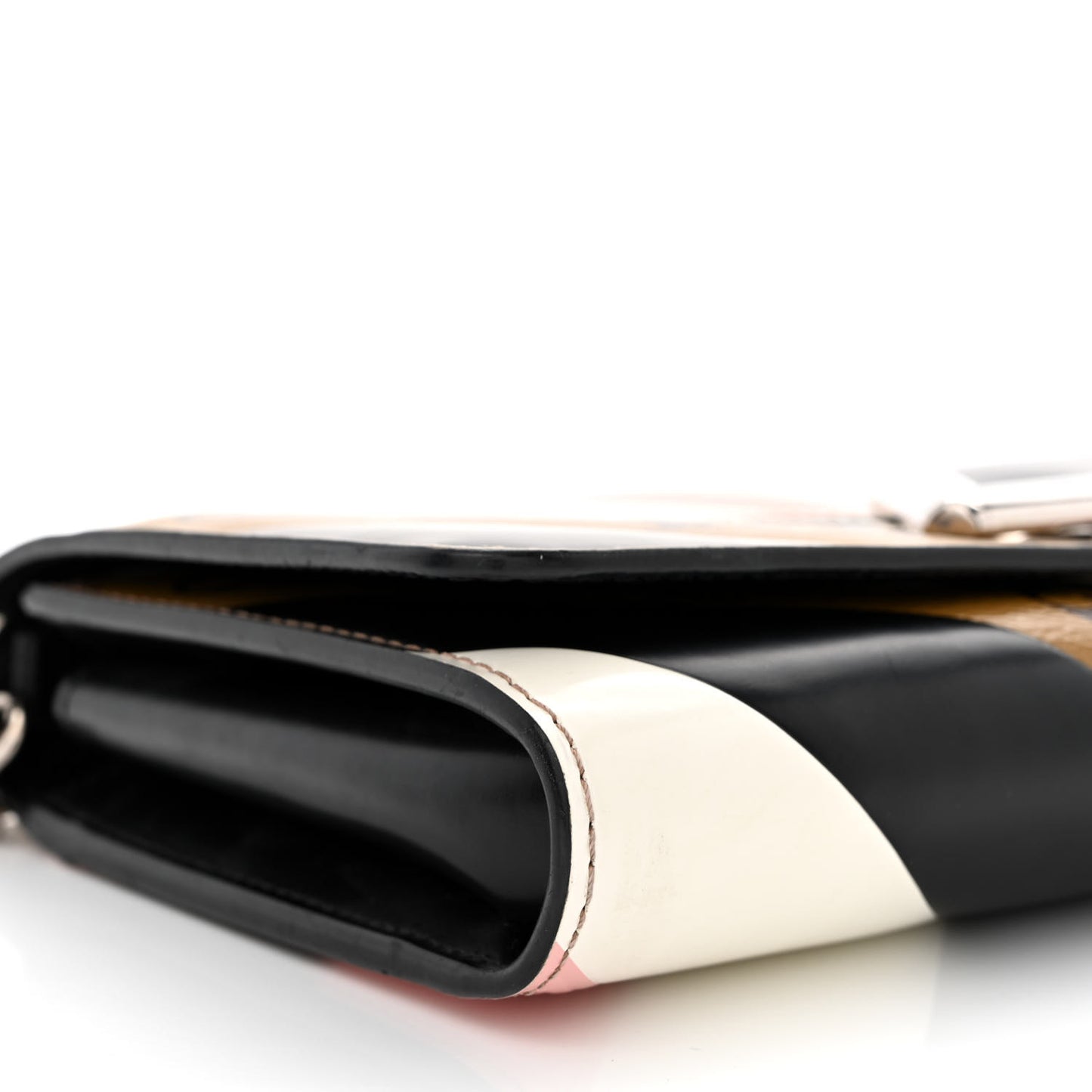 Epi Reverse Monogram Twist Chain Wallet Rose Ballerine