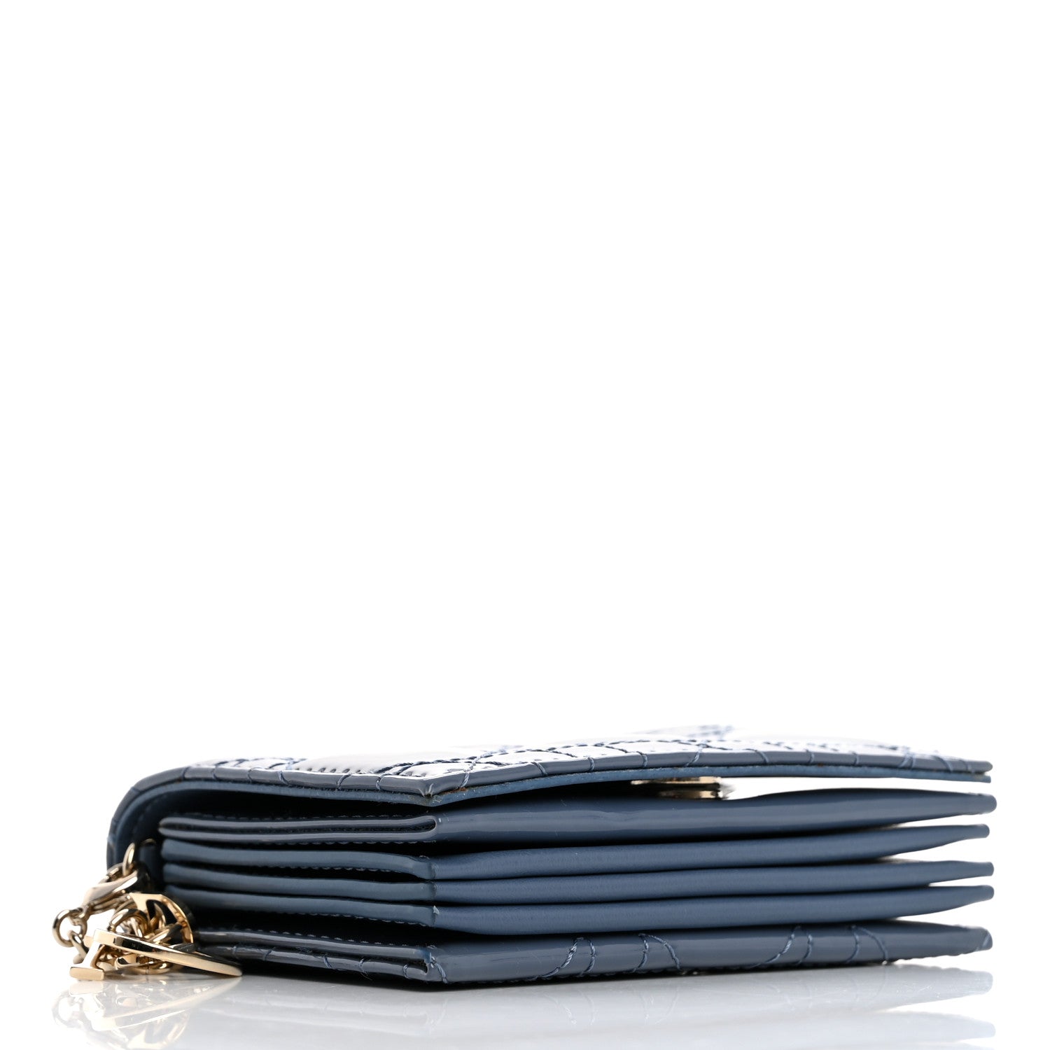 Christian Dior Patent Cannage Nano Lady Dior Chain Card Holder Cloud Blue 3 of 14