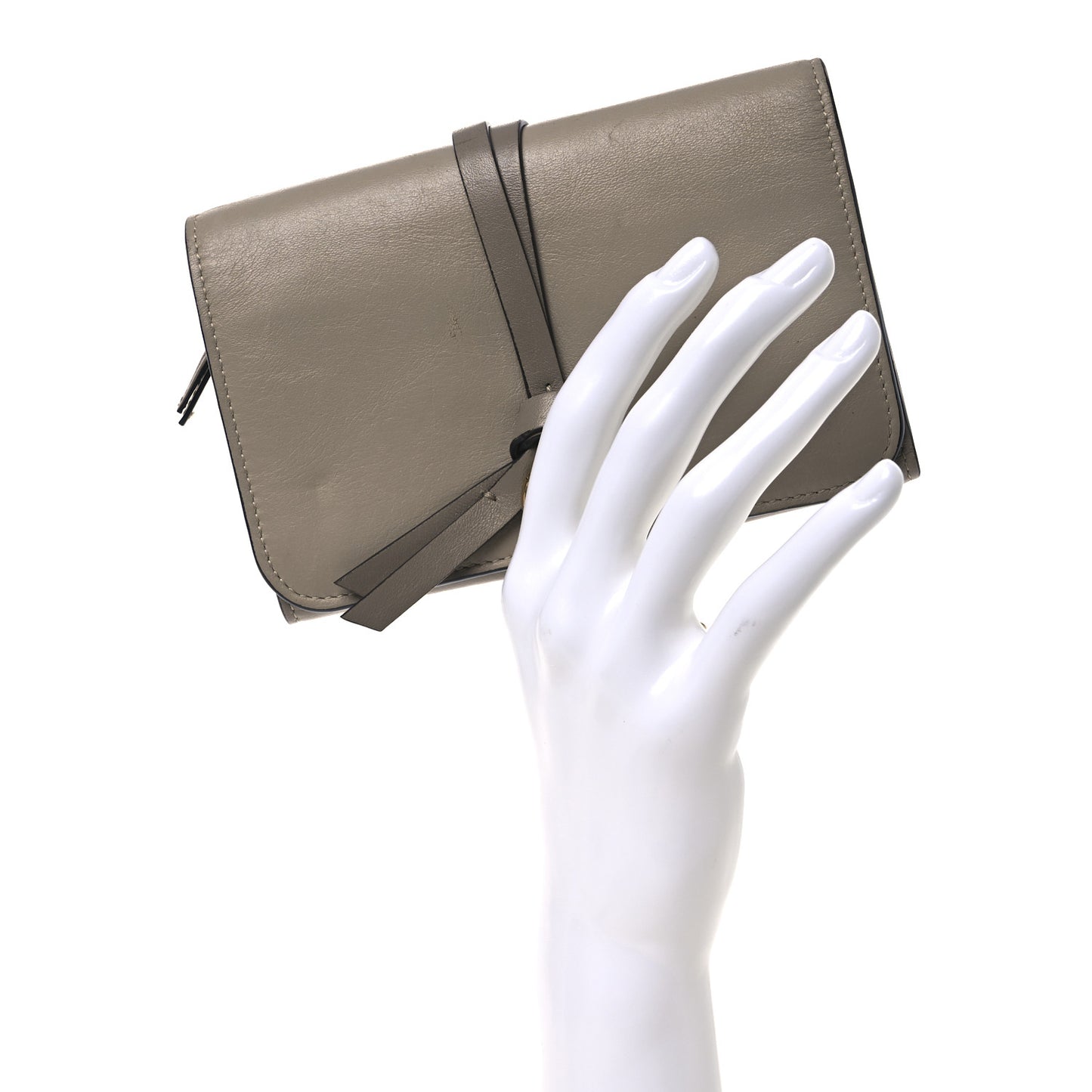 Smooth Calfskin Alphabet "R" Compact Wallet Motty Grey