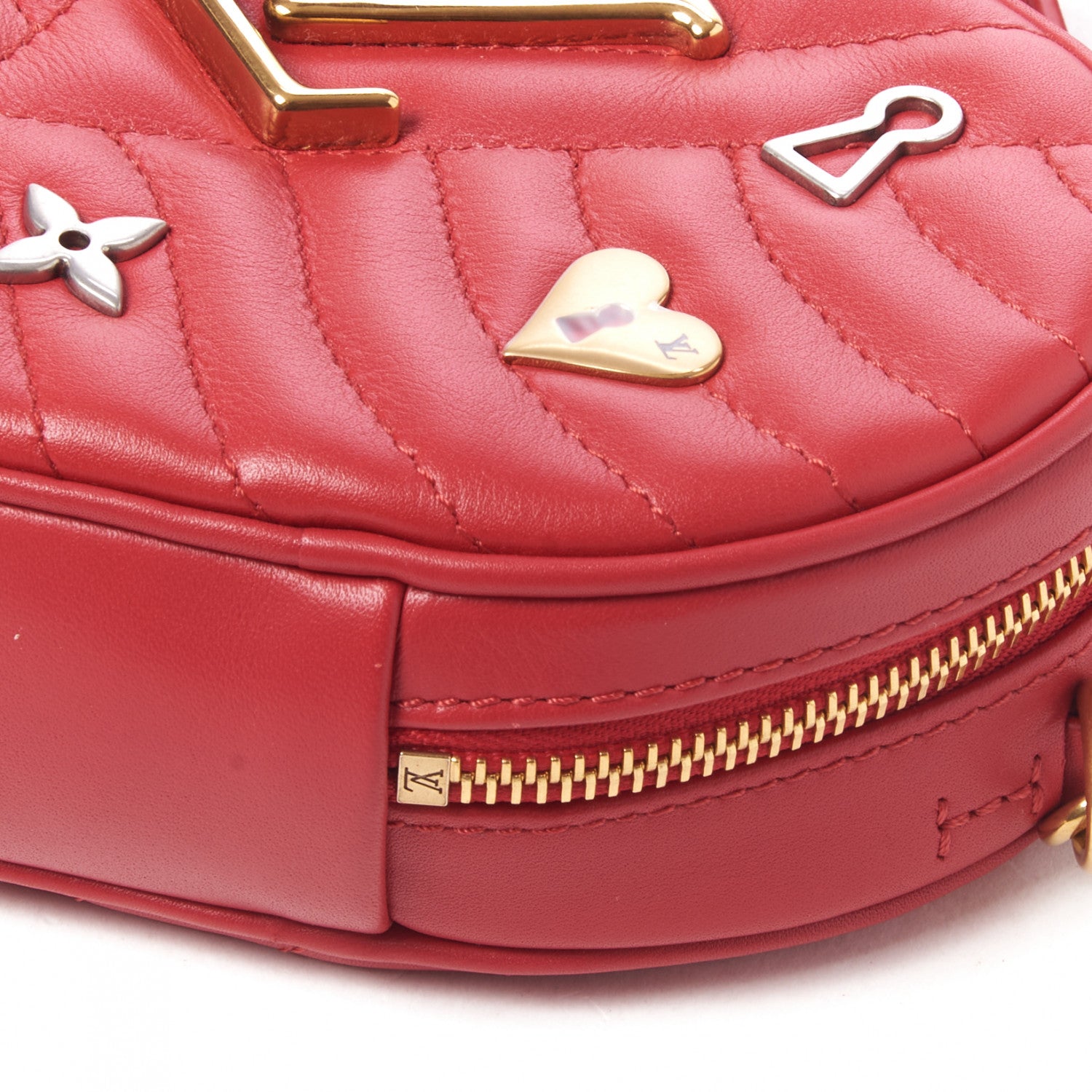 Louis Vuitton Calfskin Embellished New Wave Love Lock Heart Bag Ecarlate 5 of 8