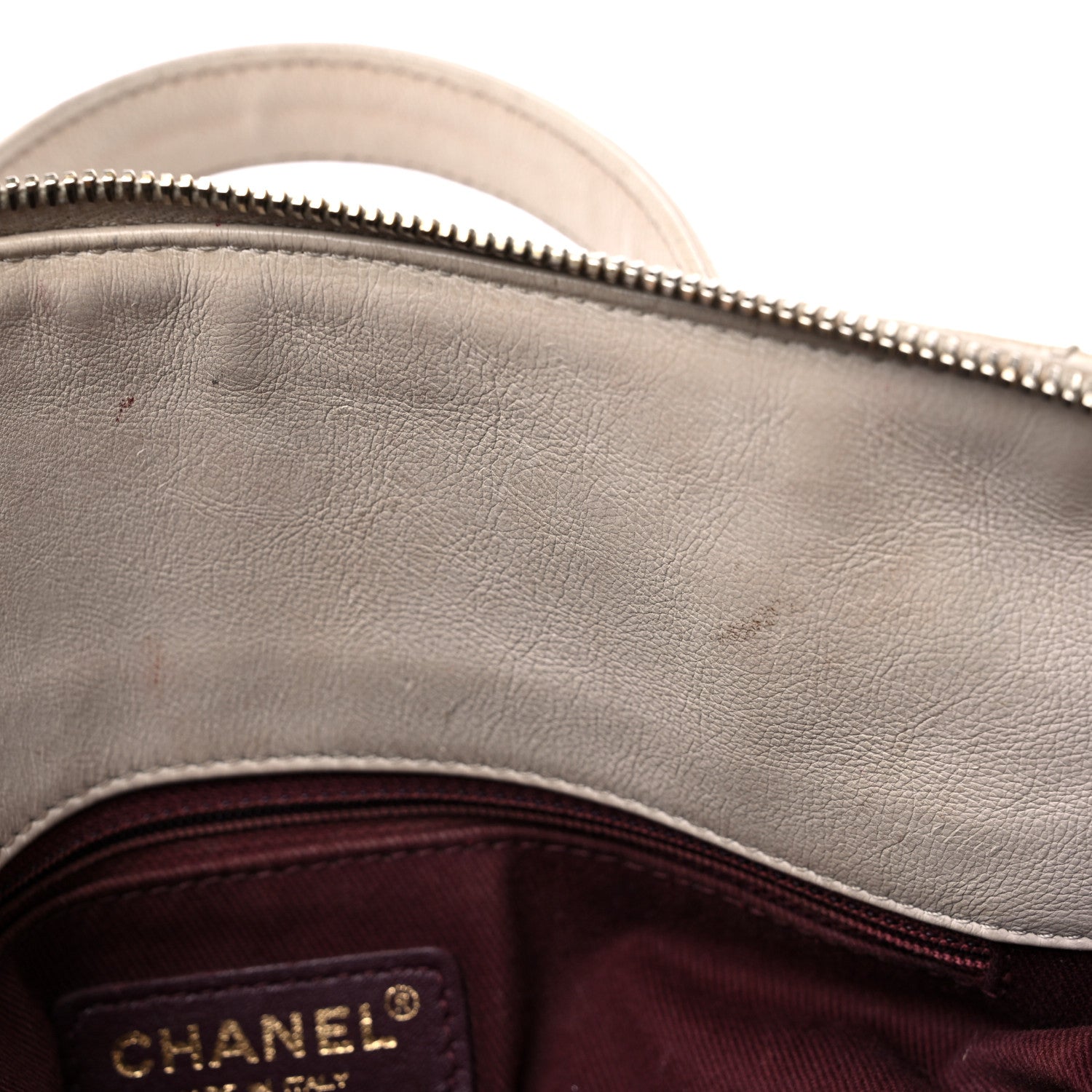 Chanel Calfskin Stitched Bowling Bag Light Grey 12 of 22