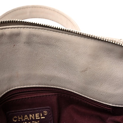 Chanel Calfskin Stitched Bowling Bag Light Grey 12 of 22