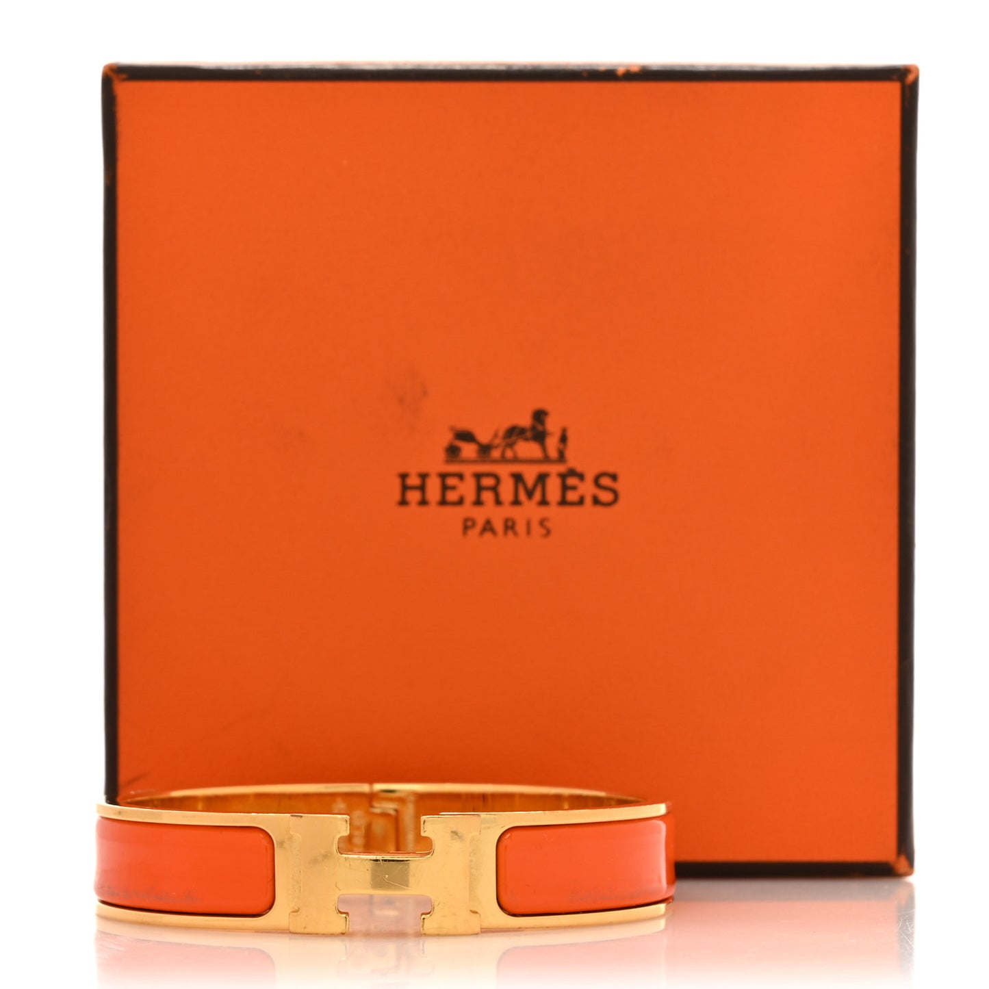 Enamel Narrow Clic Clac H Bracelet PM Orange