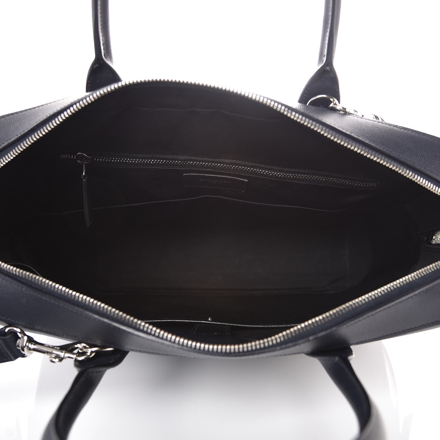 Saint Laurent Grain de Poudre Medium Museum Briefcase Deep Marine 6 of 9