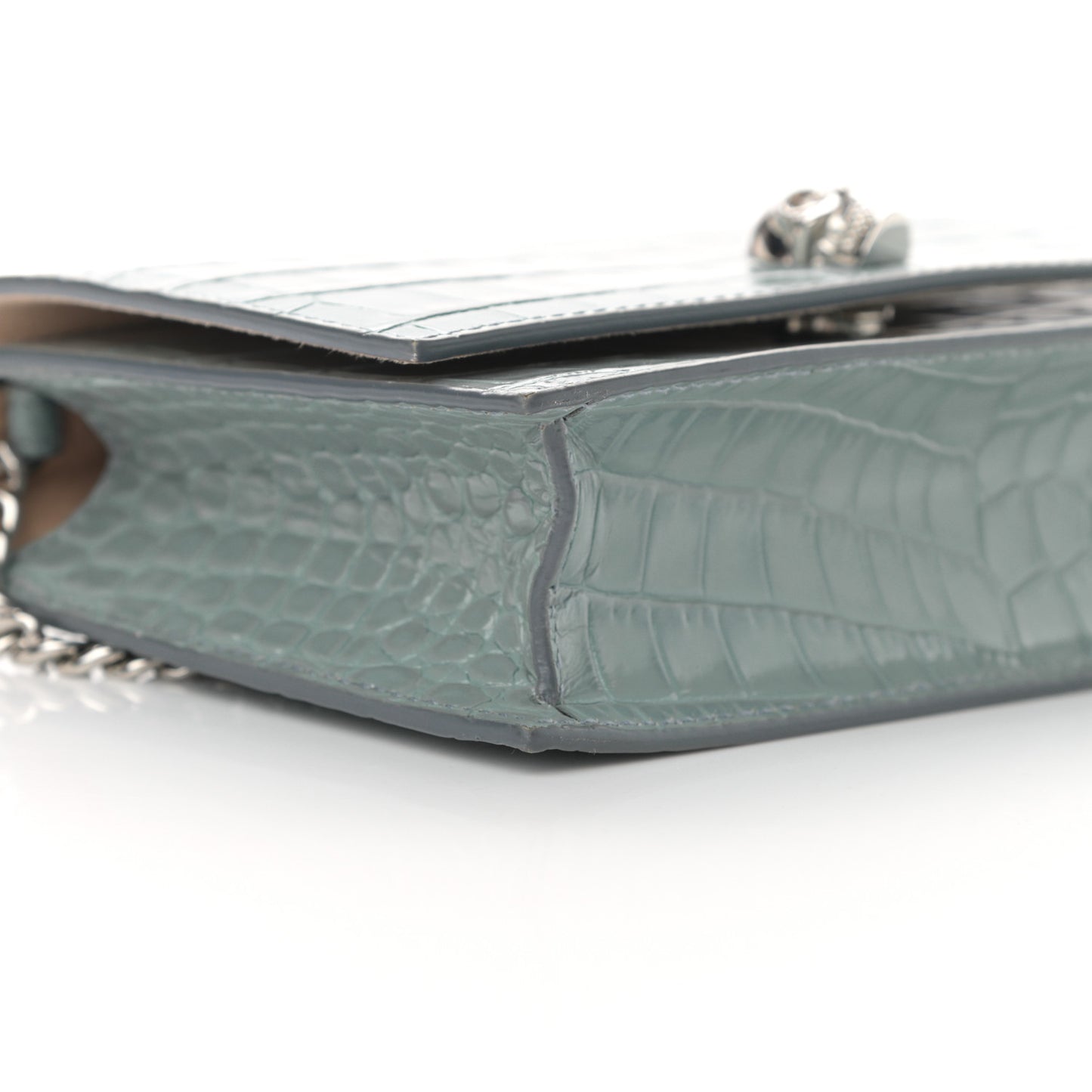 Calfskin Crocodile Embossed Skull Mini Crossbody Bag