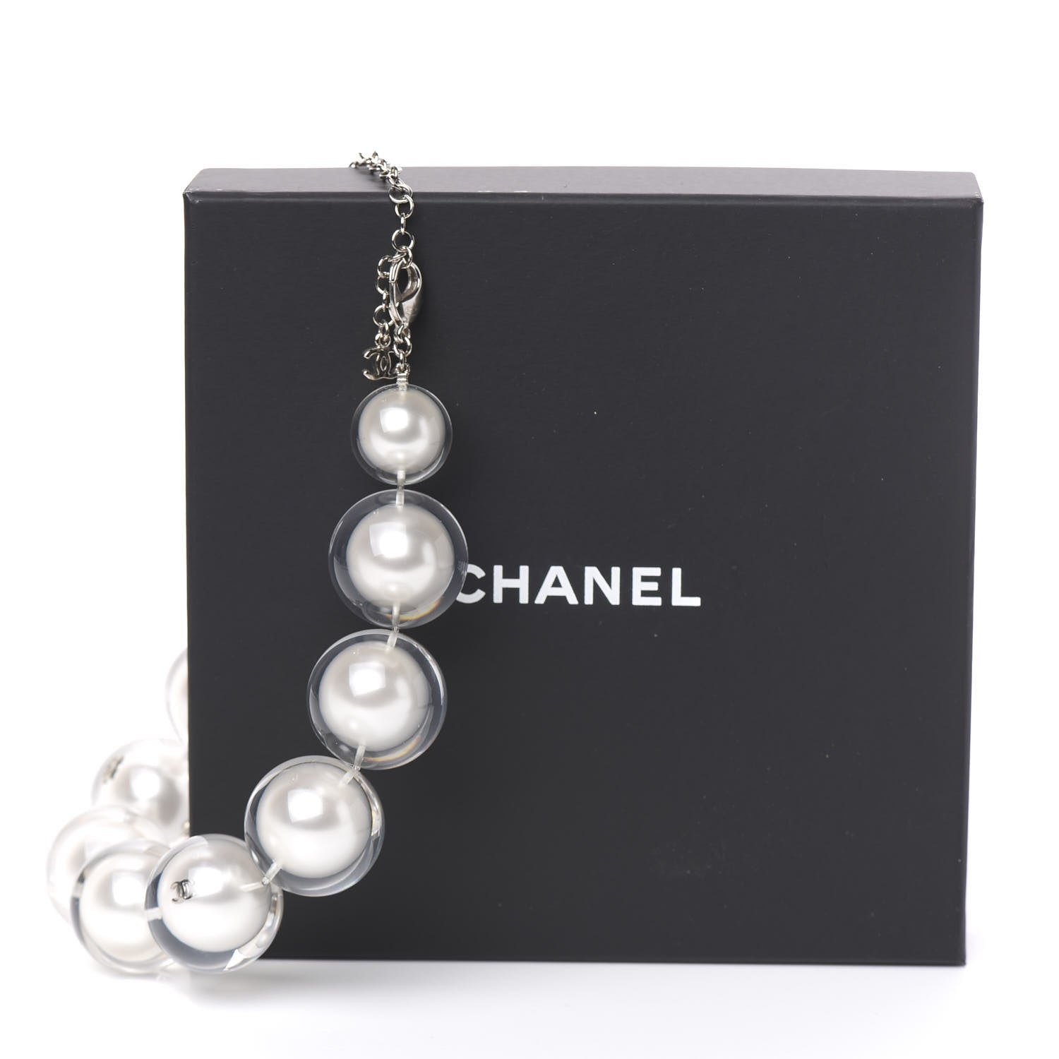Chanel Acrylic Pearl Short Necklace Silver 5 of 5