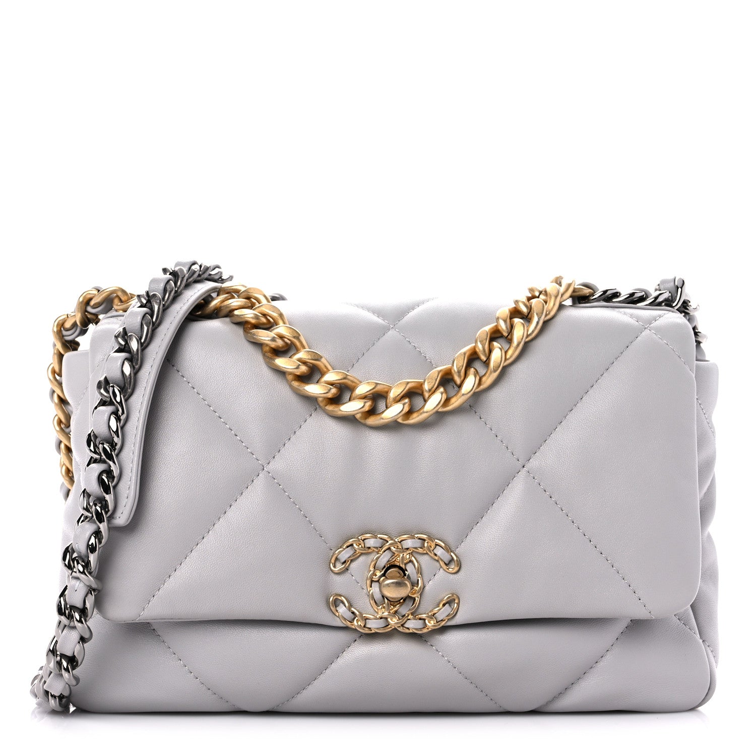 Chanel Lambskin Quilted Medium Chanel 19 Flap Grey 1 of 9