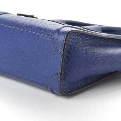 Celine Drummed Calfskin Nano Luggage Indigo 7 of 9