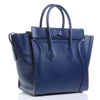 Celine Satinated Leather Mini Luggage Ink Blue 3 of 8