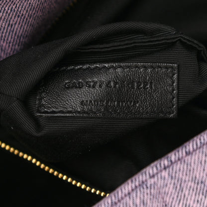 Saint Laurent Denim Quilted Small Loulou Puffer Monogram Chain Satchel Bleached Lilac 7 of 10