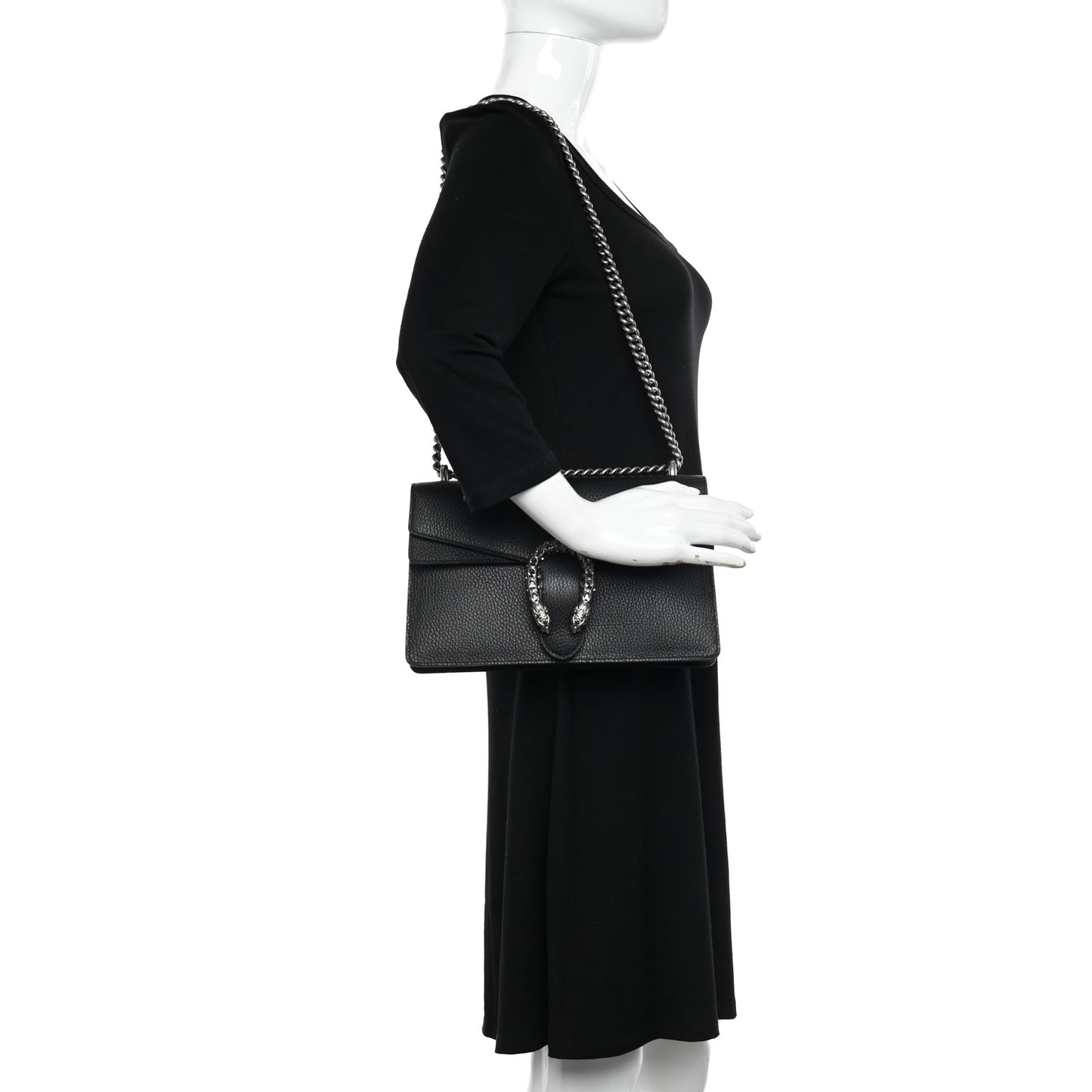 Pebbled Calfskin Small Dionysus Shoulder Bag Black