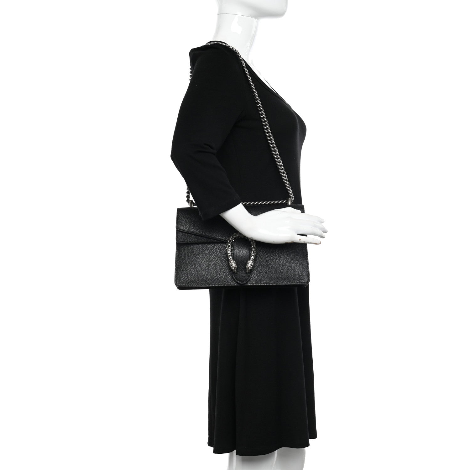 Gucci Pebbled Calfskin Small Dionysus Shoulder Bag Black 2 of 11