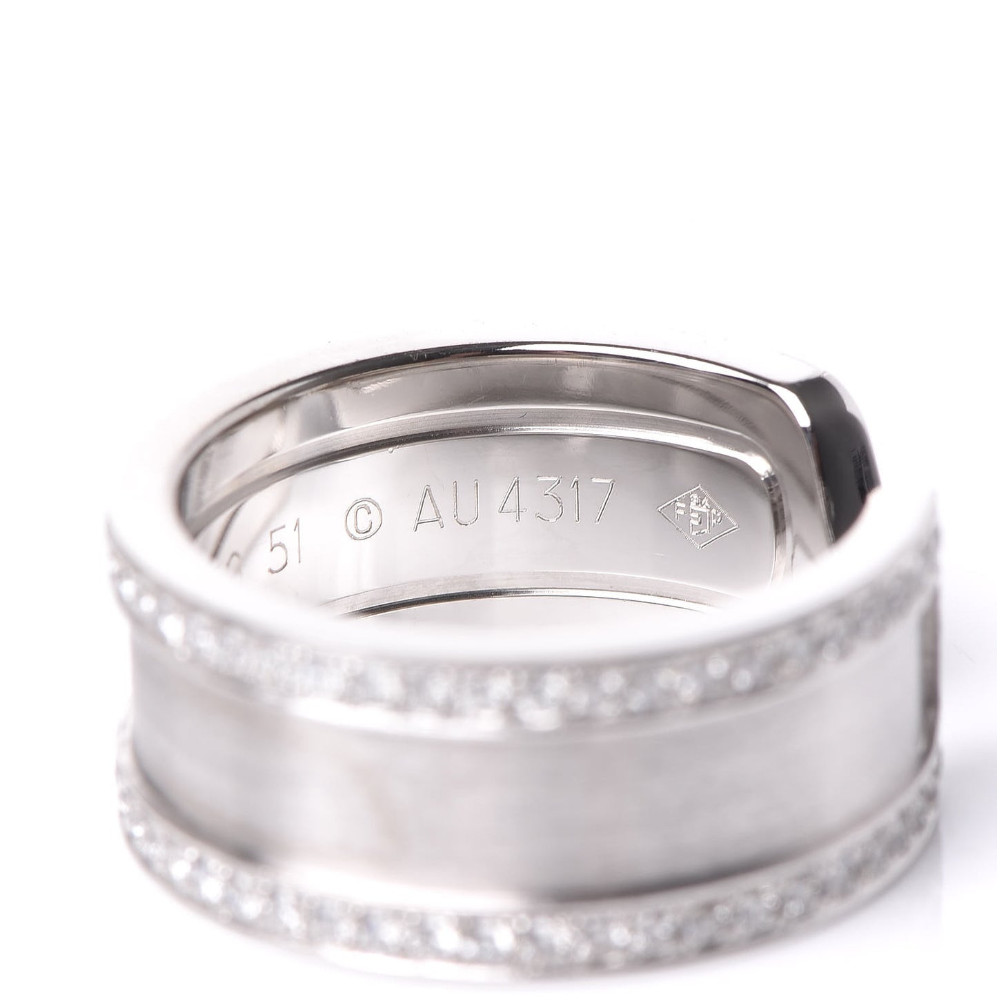 18K White Gold Diamond Logo De Cartier Paved Ring 51 5.75