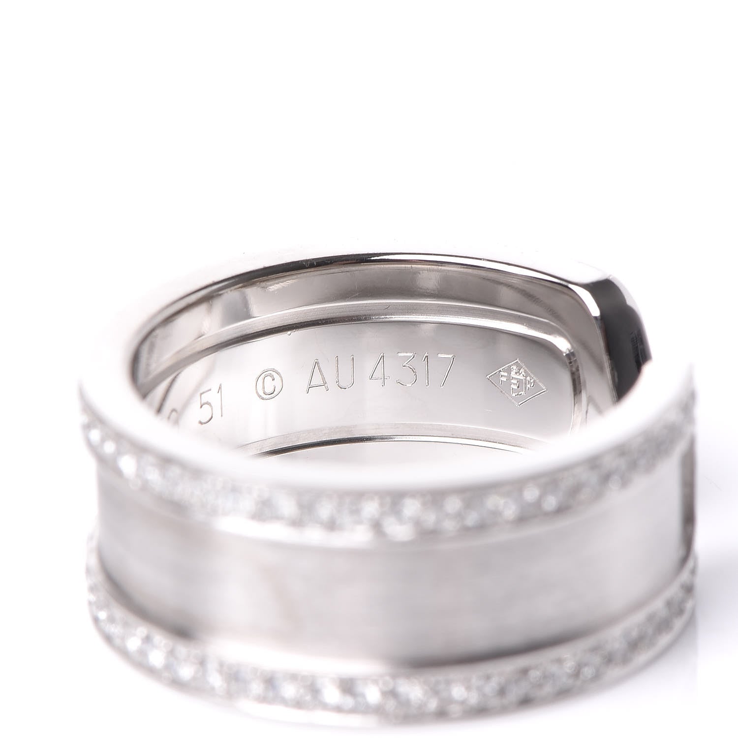 Cartier 18K White Gold Diamond Logo De Cartier Paved Ring 51 5.75 6 of 6