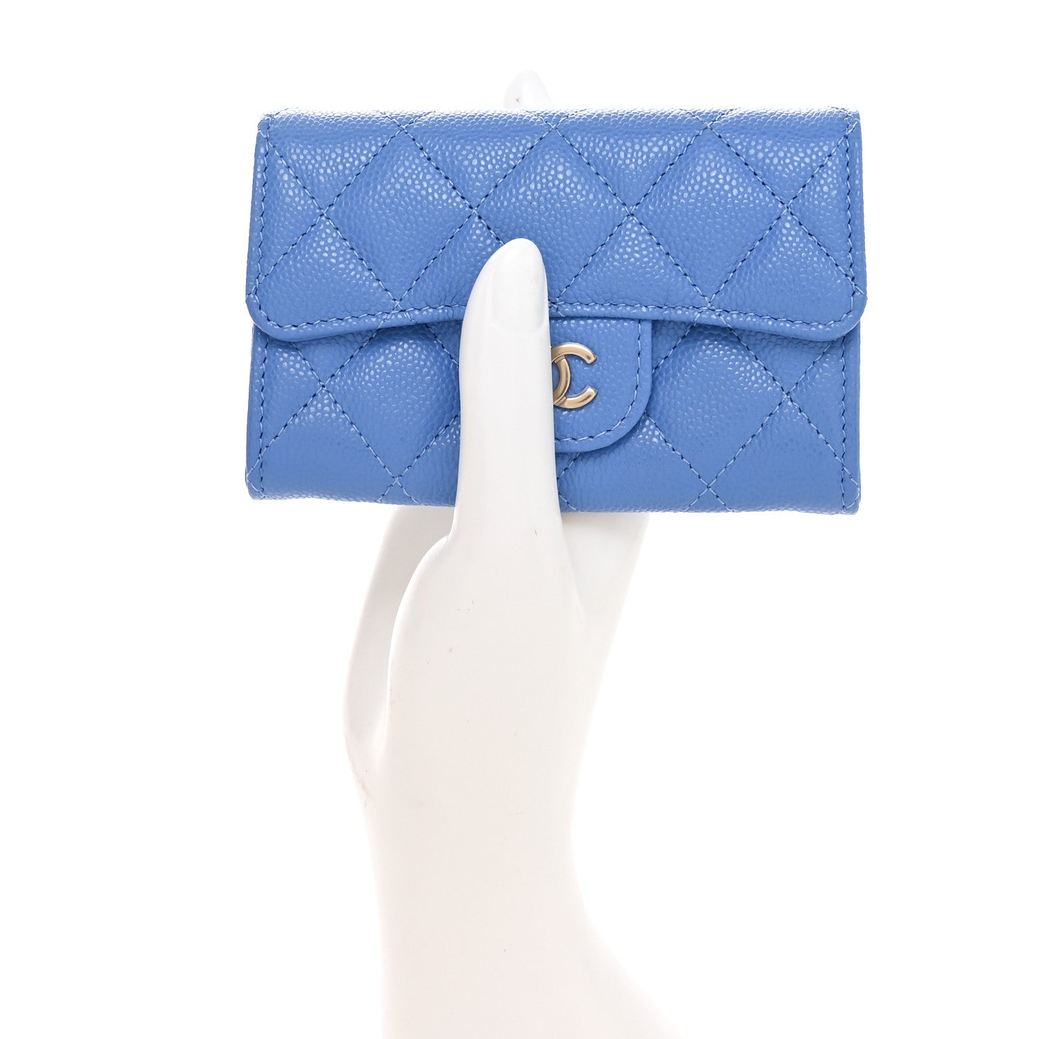 Chanel Caviar Quilted Flap Card Holder Wallet Blue 2 of 12
