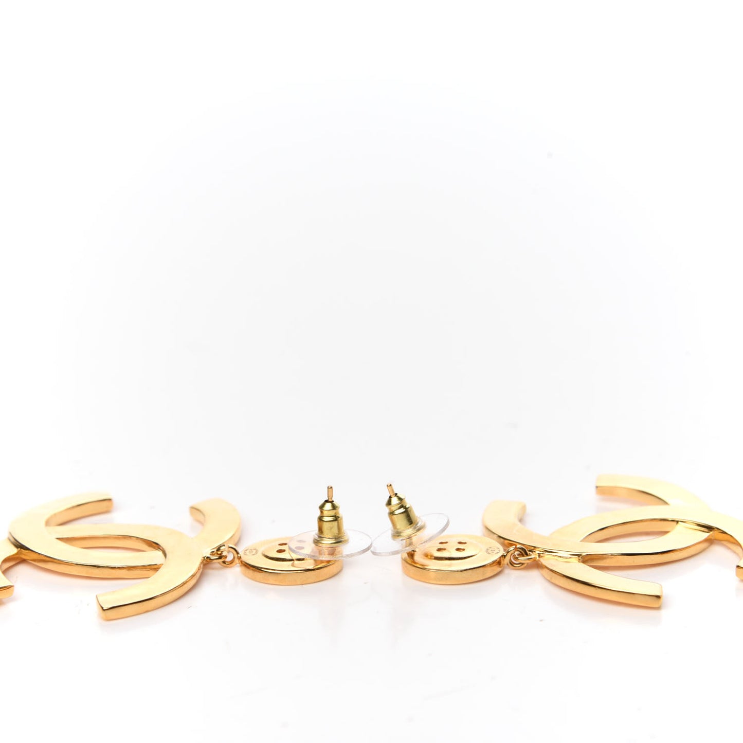 Metal Large Paris Button Earrings Gold