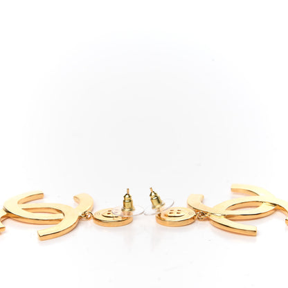 Chanel Metal Large Paris Button Earrings Gold 3 of 5