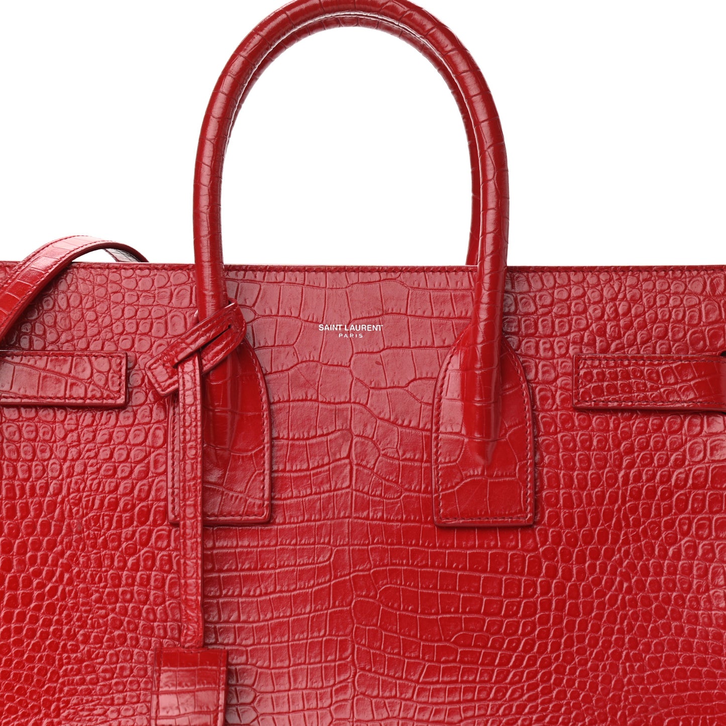 Calfskin Crocodile Embossed Small Sac De Jour Eros Red