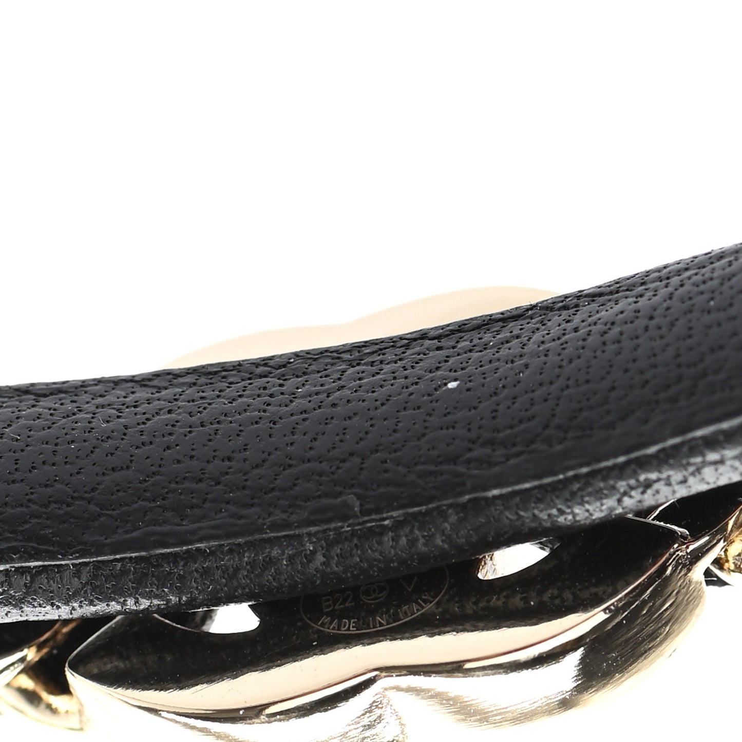 Metal Lambskin CC Turnlock Chain Headband Gold Black