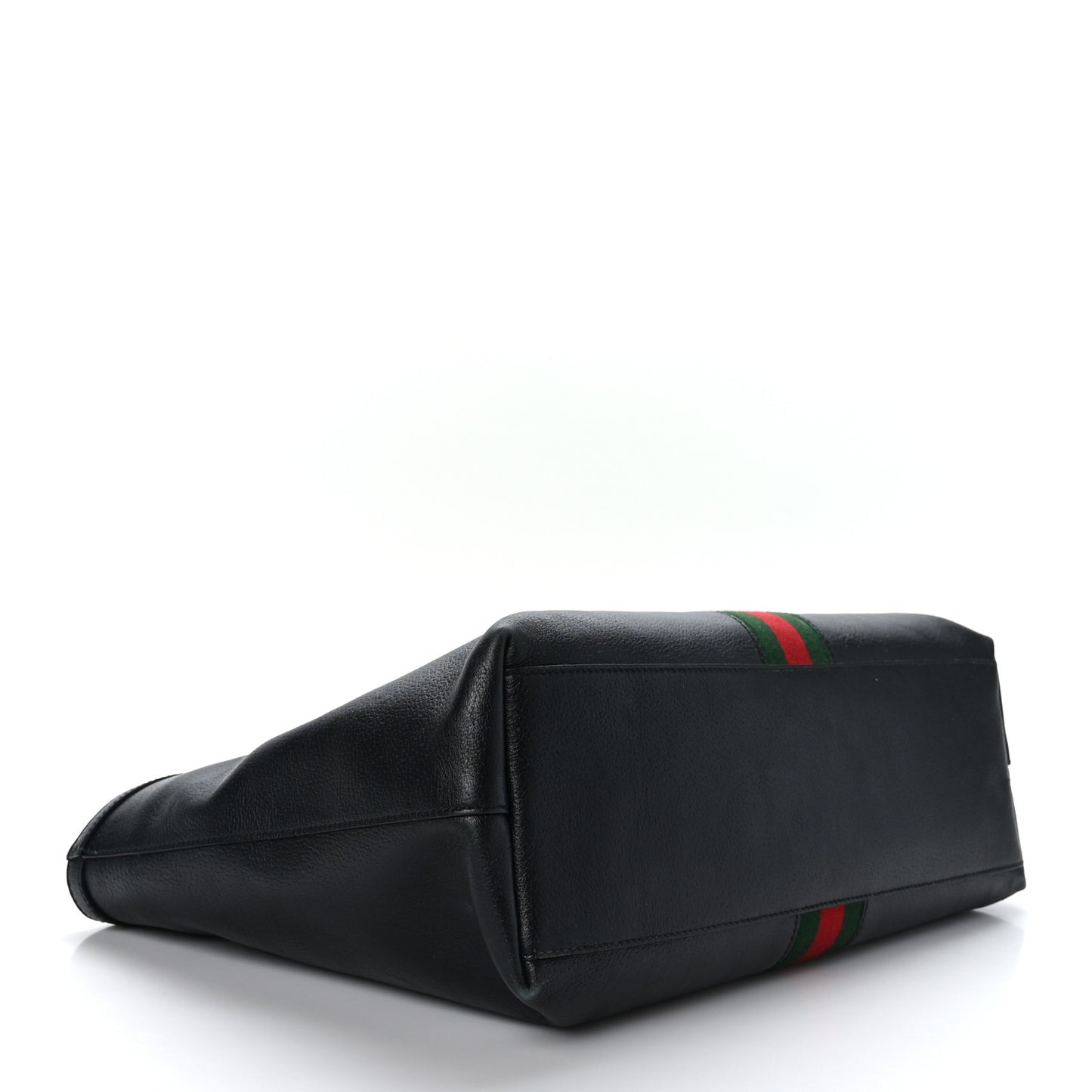 Textured Calfskin Web Medium Ophidia Shopping Tote Black