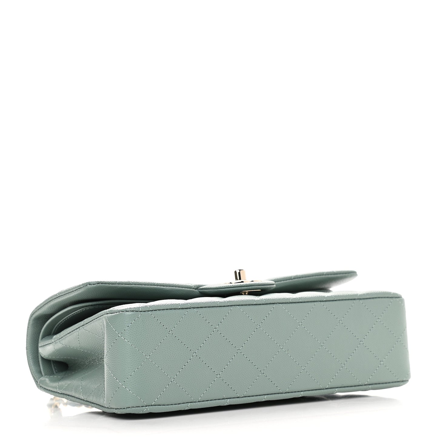 Caviar Quilted Medium Double Flap Dark Green