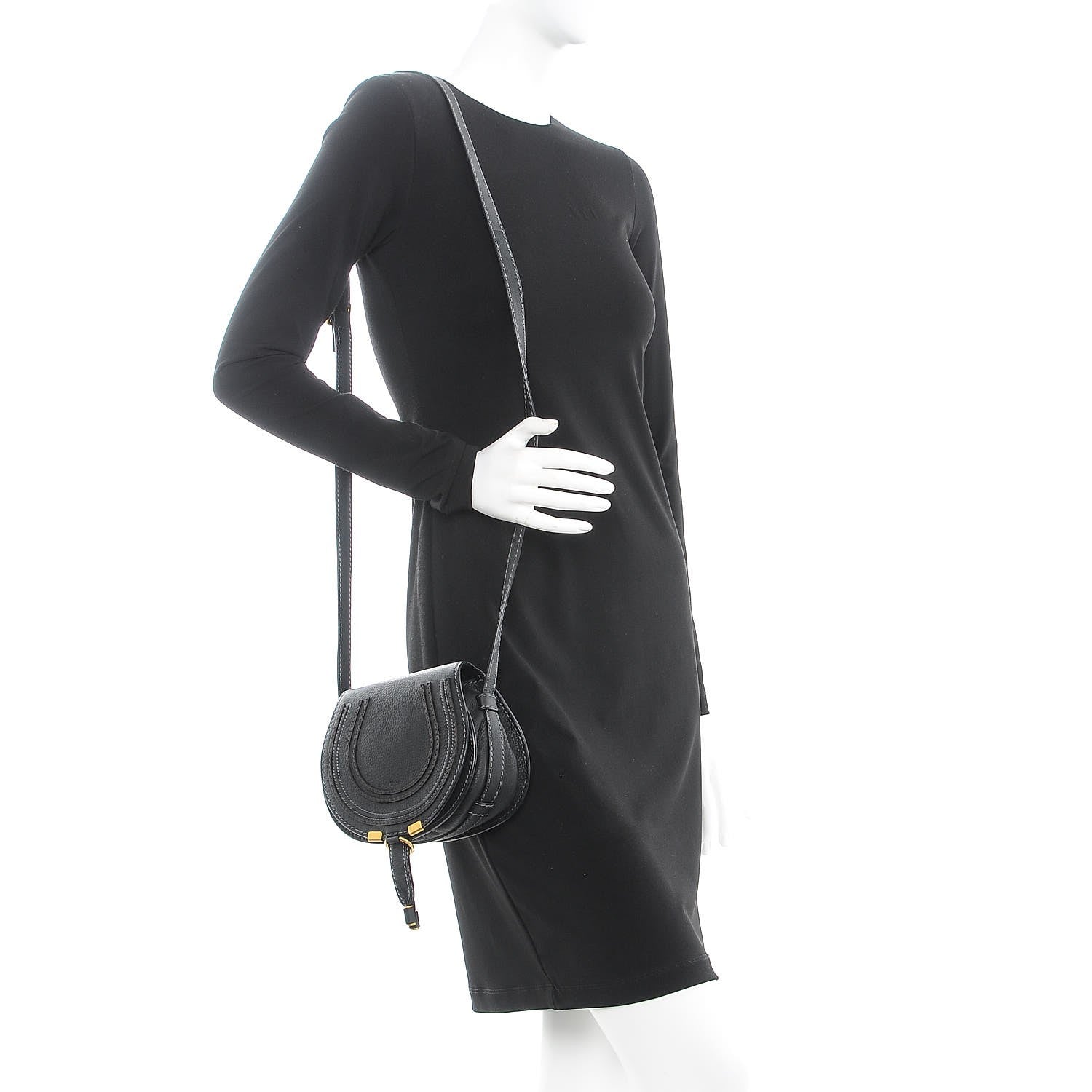 Chloe Calfskin Mini Marcie Round Crossbody Bag Black 7 of 11