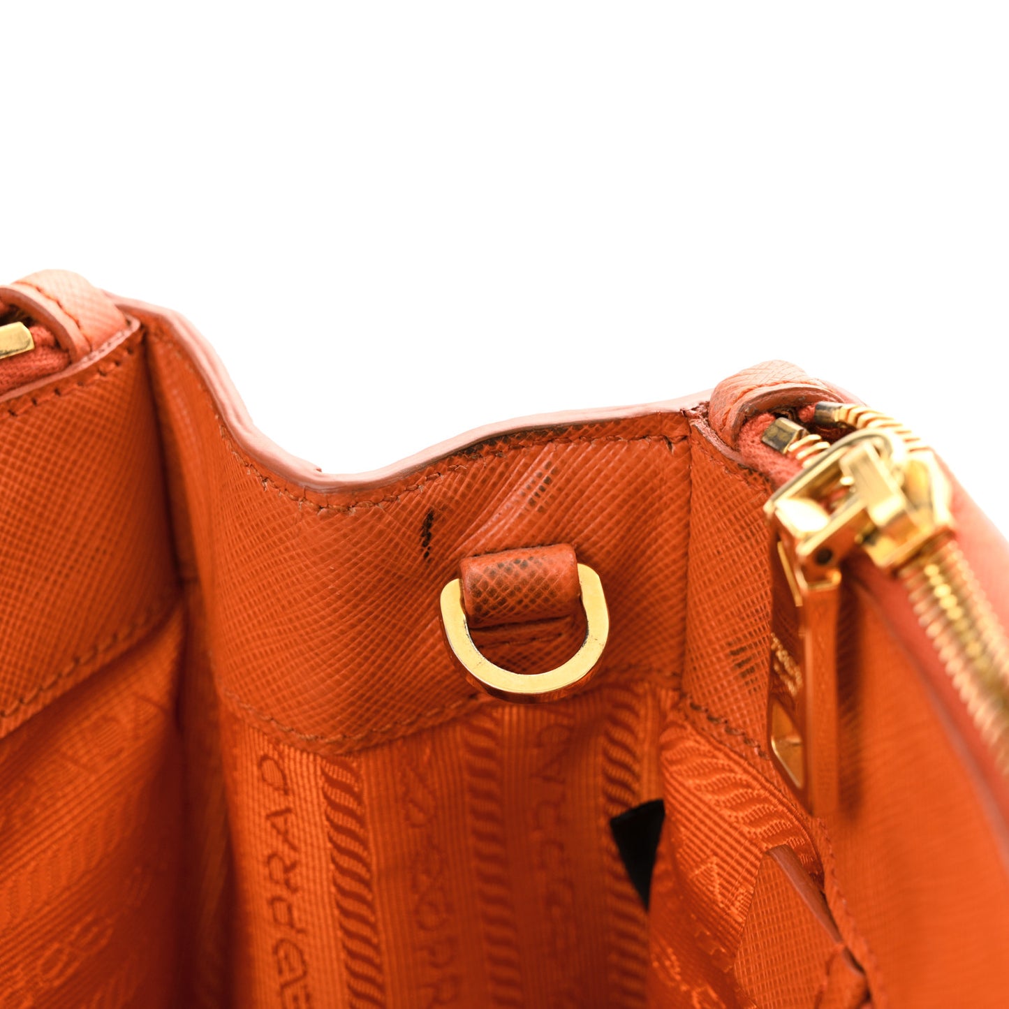 Saffiano Small Galleria Double Zip Tote Papaya