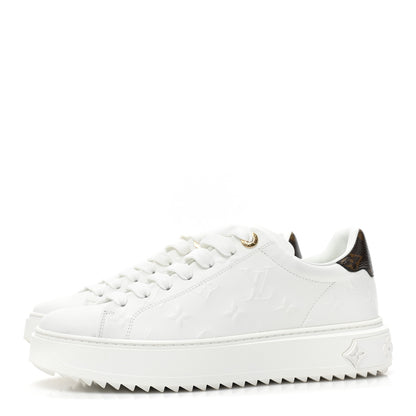 Louis Vuitton Lambskin Embossed Monogram Time Out Sneakers 38.5 White 3 of 9
