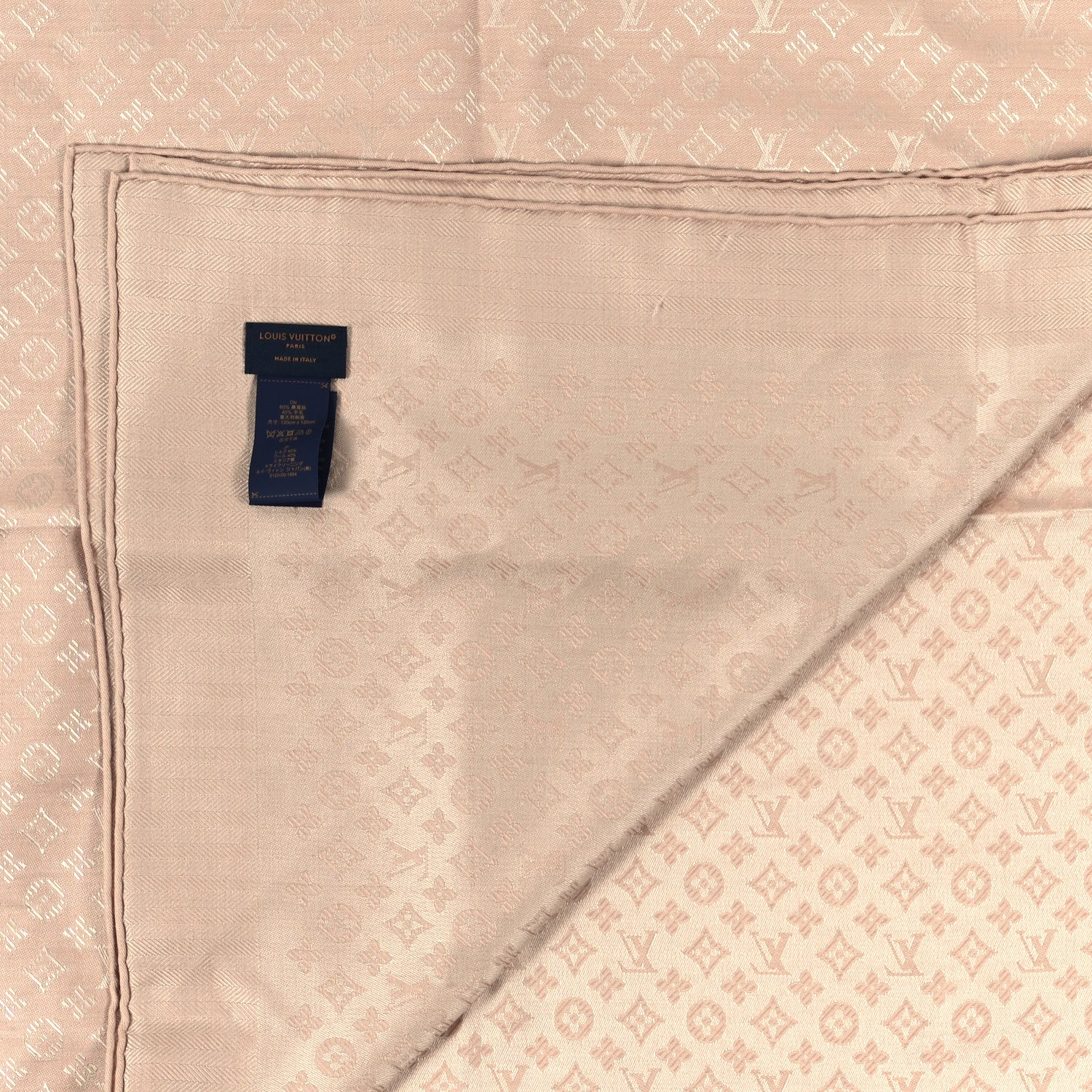 Louis Vuitton Wool Silk Monogram Evermore Shawl Latte 3 of 4